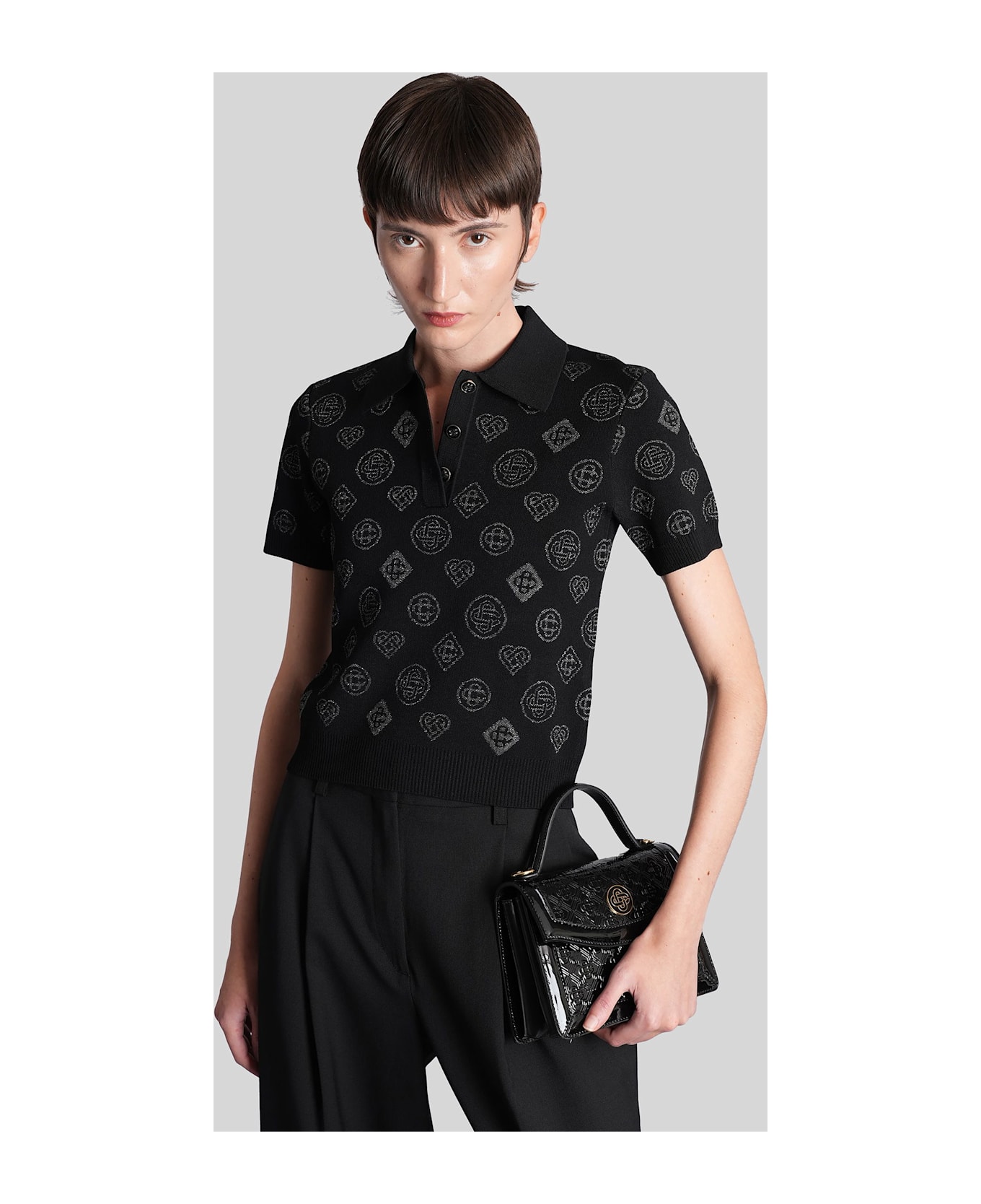 Casablanca Polo In Black Viscose - black