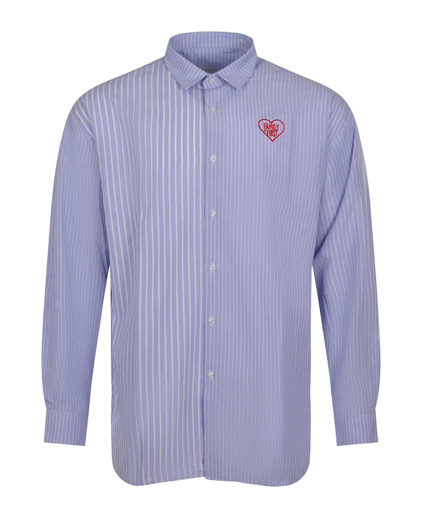 Family First Milano Family First Shirt Made Of Cotton Blend - Celeste/bianco