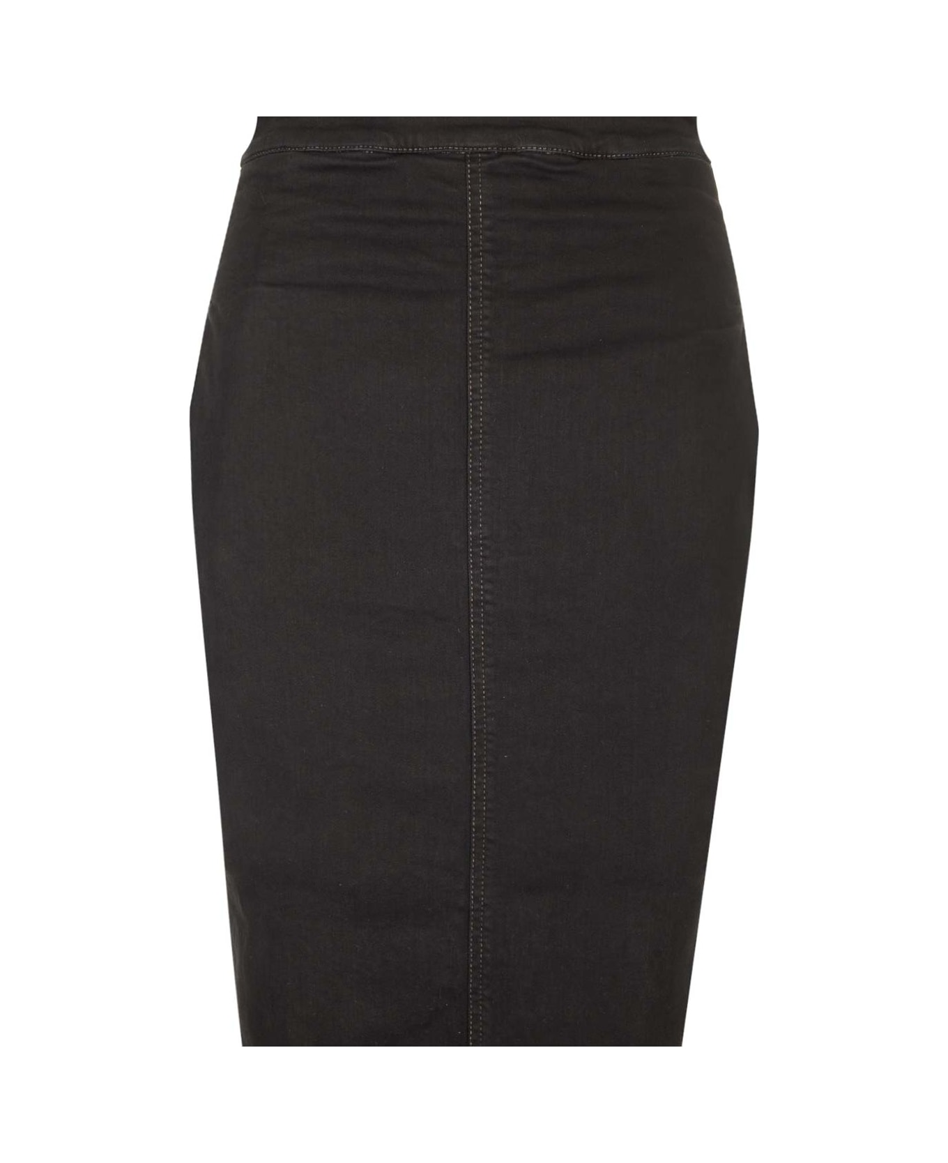 Rick Owens Long Skirt In Stretch Denim - BLACK