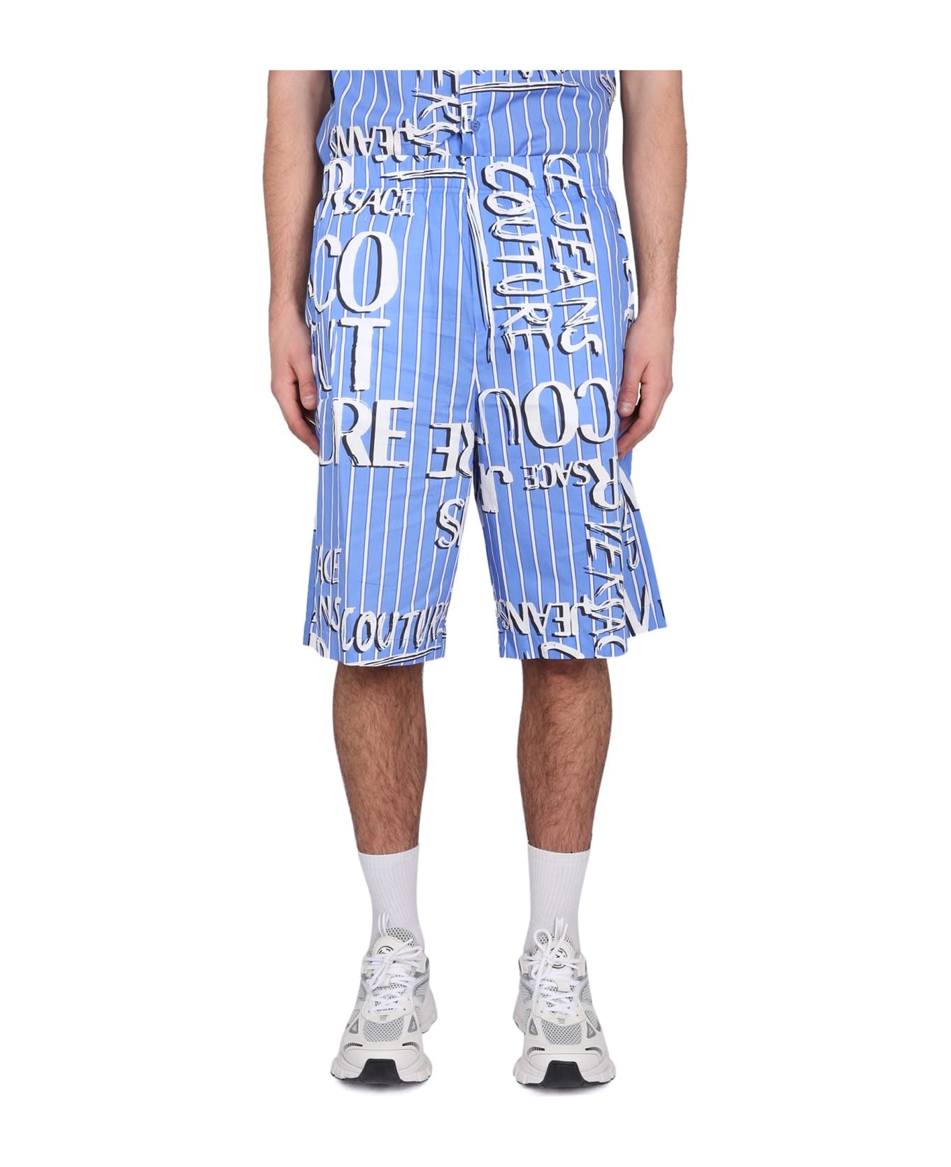 Versace Jeans Couture Bermuda With Logo - AZZURRO