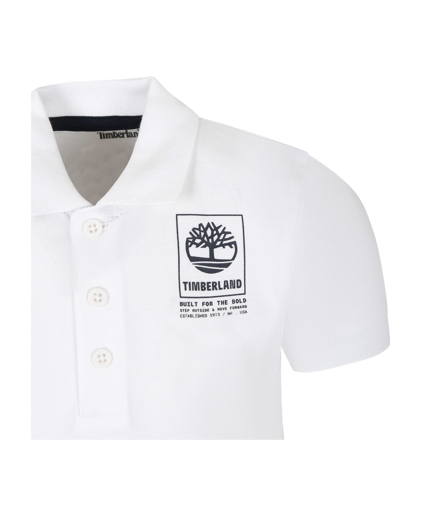 Timberland White Polo Shirt For Boy With Logo - White Tシャツ＆ポロシャツ
