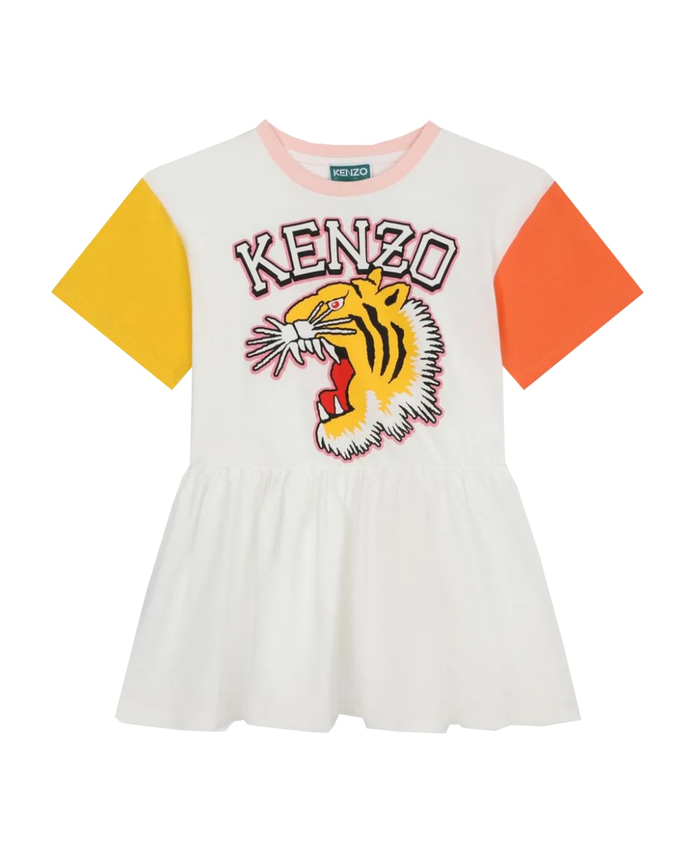 Kenzo Kids Dress With Print - Avorio ワンピース＆ドレス