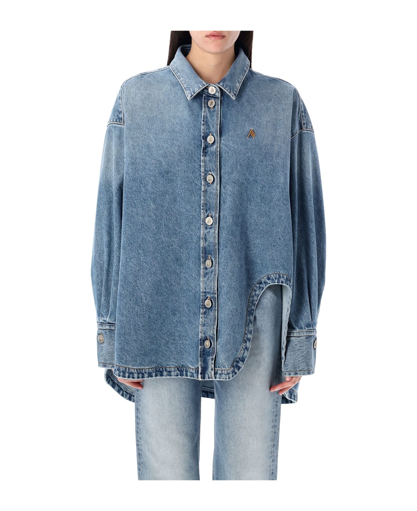 The Attico Diana Denim Shirt - SKY BLUE