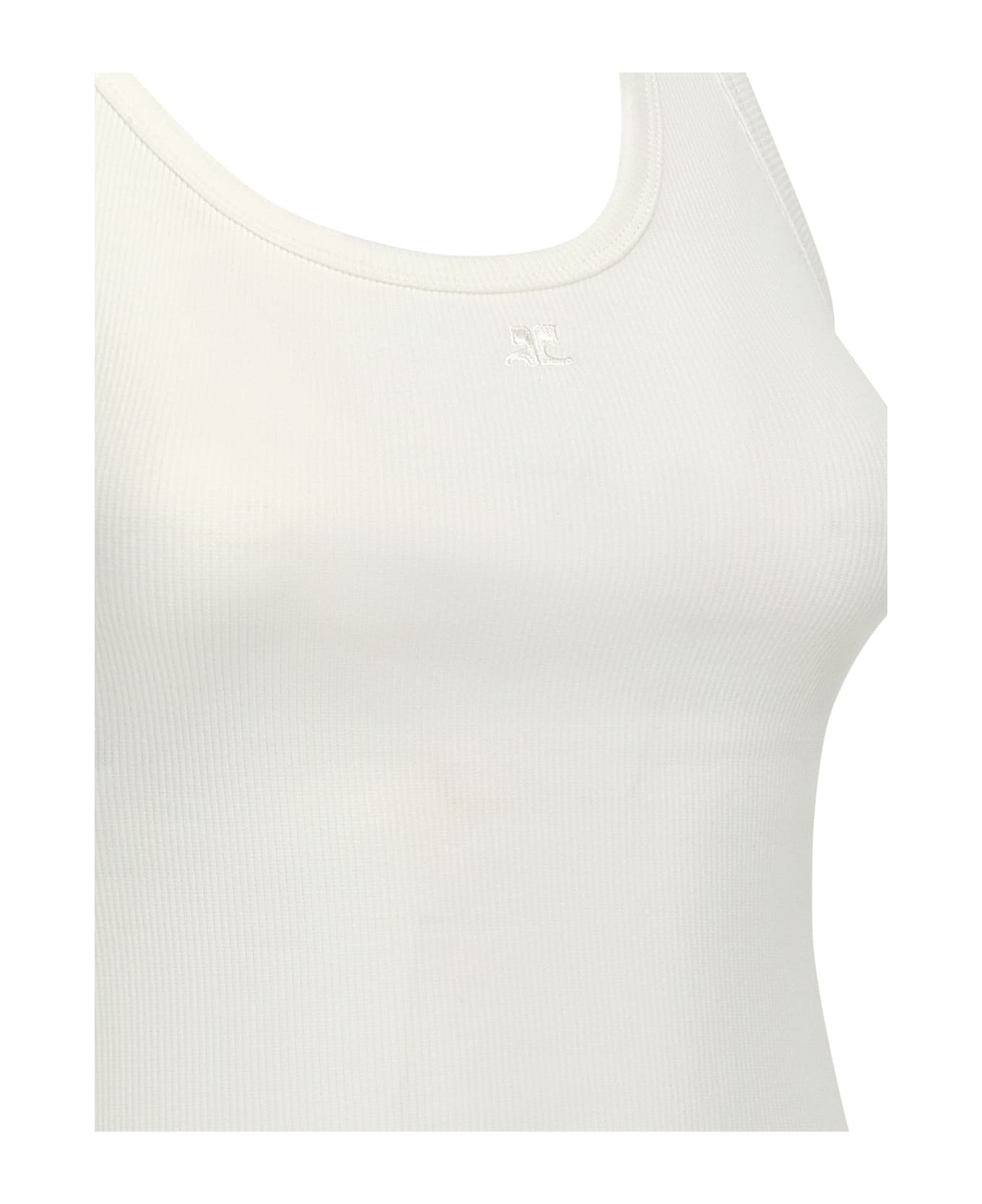 Courrèges 
asymmetrical Buckel
 Tank Top - White