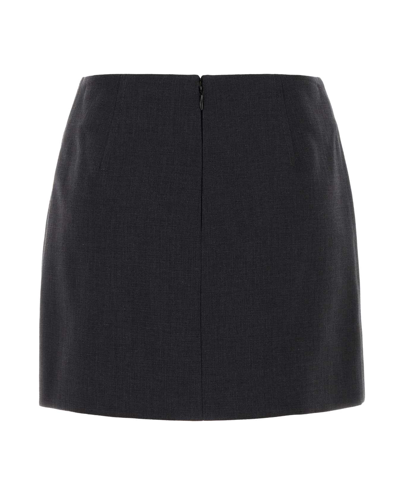 Bottega Veneta Graphite Cotton Blend Mini Skirt - ANTRACITE