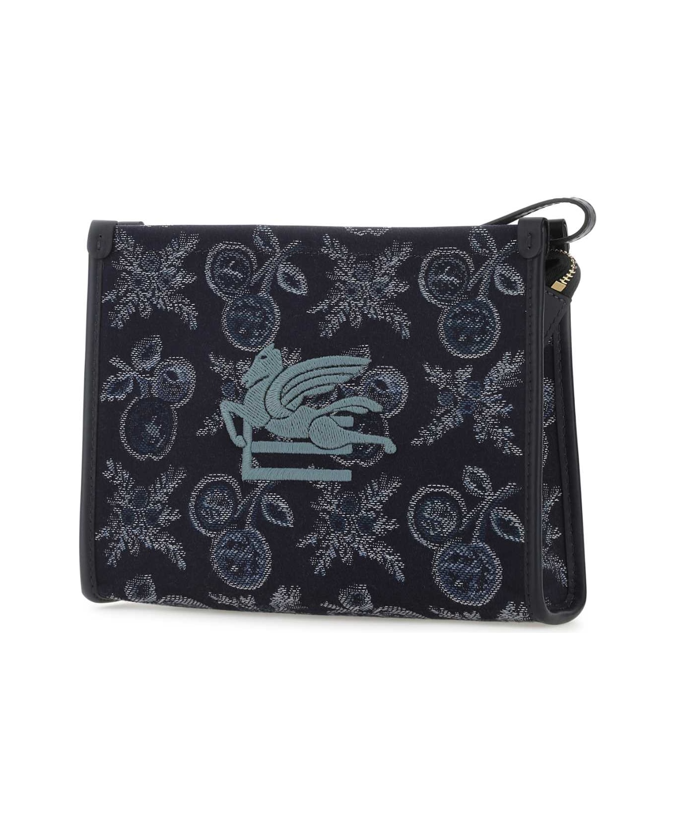 Etro Embroidered Canvas Beauty Case - Blue トラベルバッグ