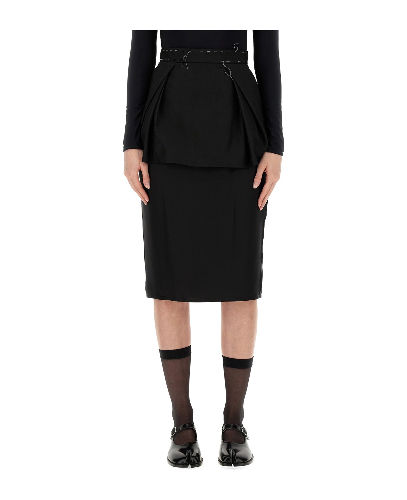 Maison Margiela Exposed Stitch Layered Skirt - Black スカート