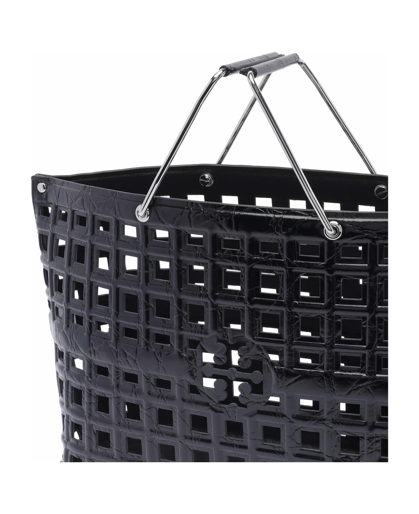Tory Burch Croco Embossed Ella Market Handbag - Black