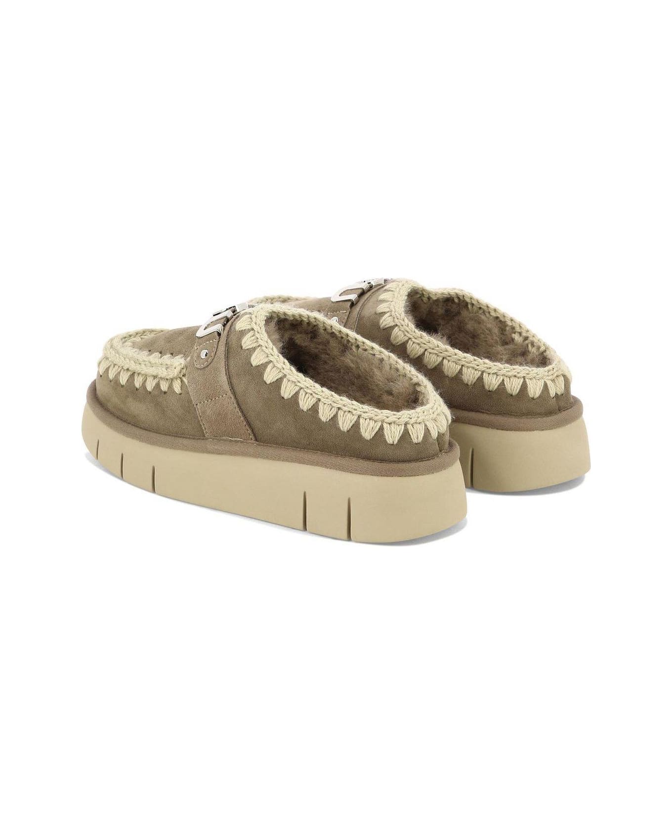 Mou Logo-lettering Round-toe Slippers - Elgry Elephant Grey