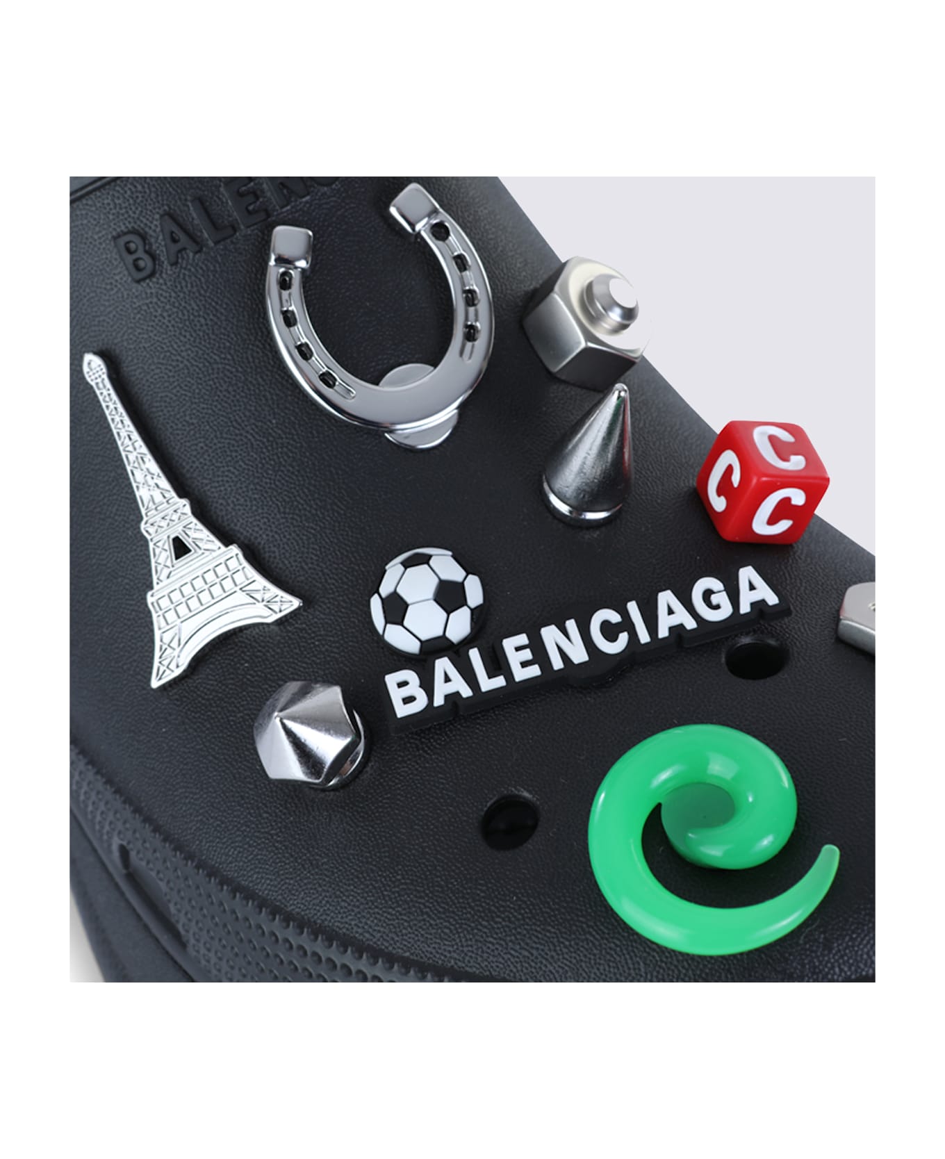 Balenciaga Black Leather Sandals - Black