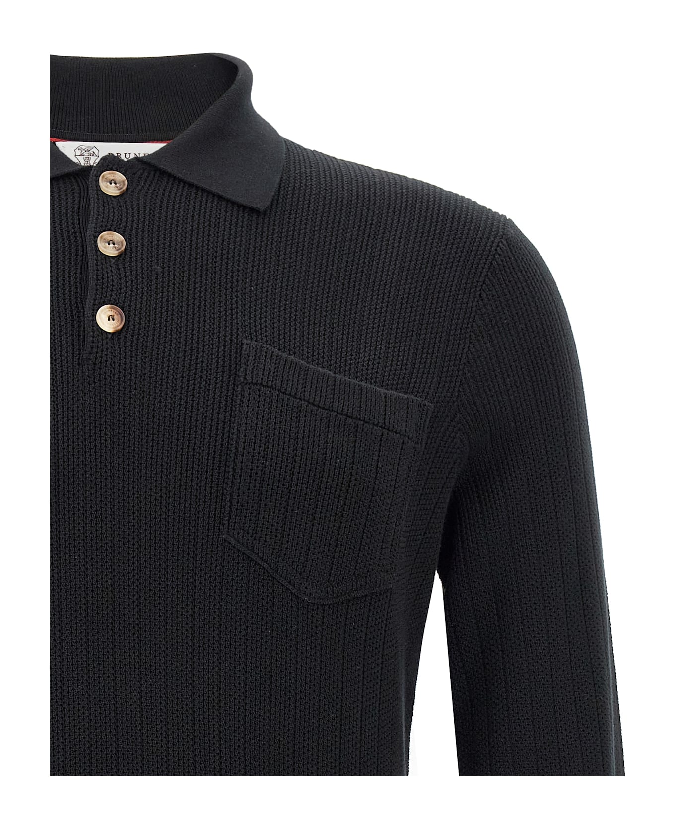 Brunello Cucinelli Knitted Polo Shirt - Black