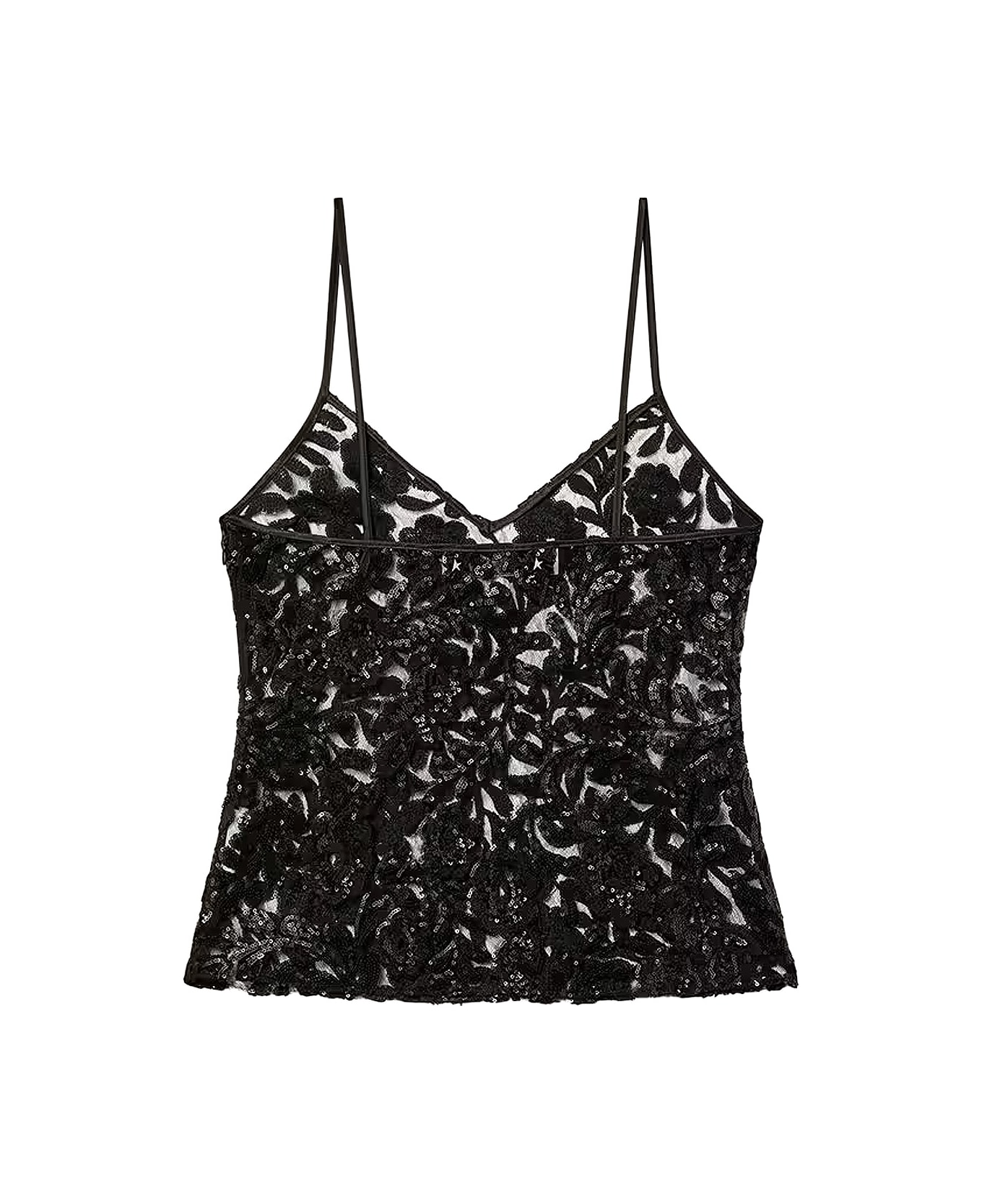 Golden Goose Tulle Top With Sequins Embroidery - Black