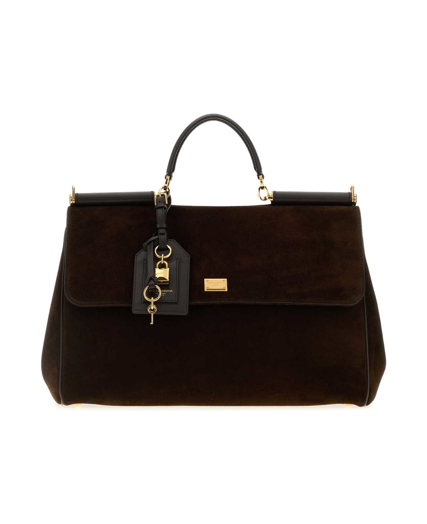 Dolce 
Gabbana Brown Suede Sicily Handbag - EBANOMORO