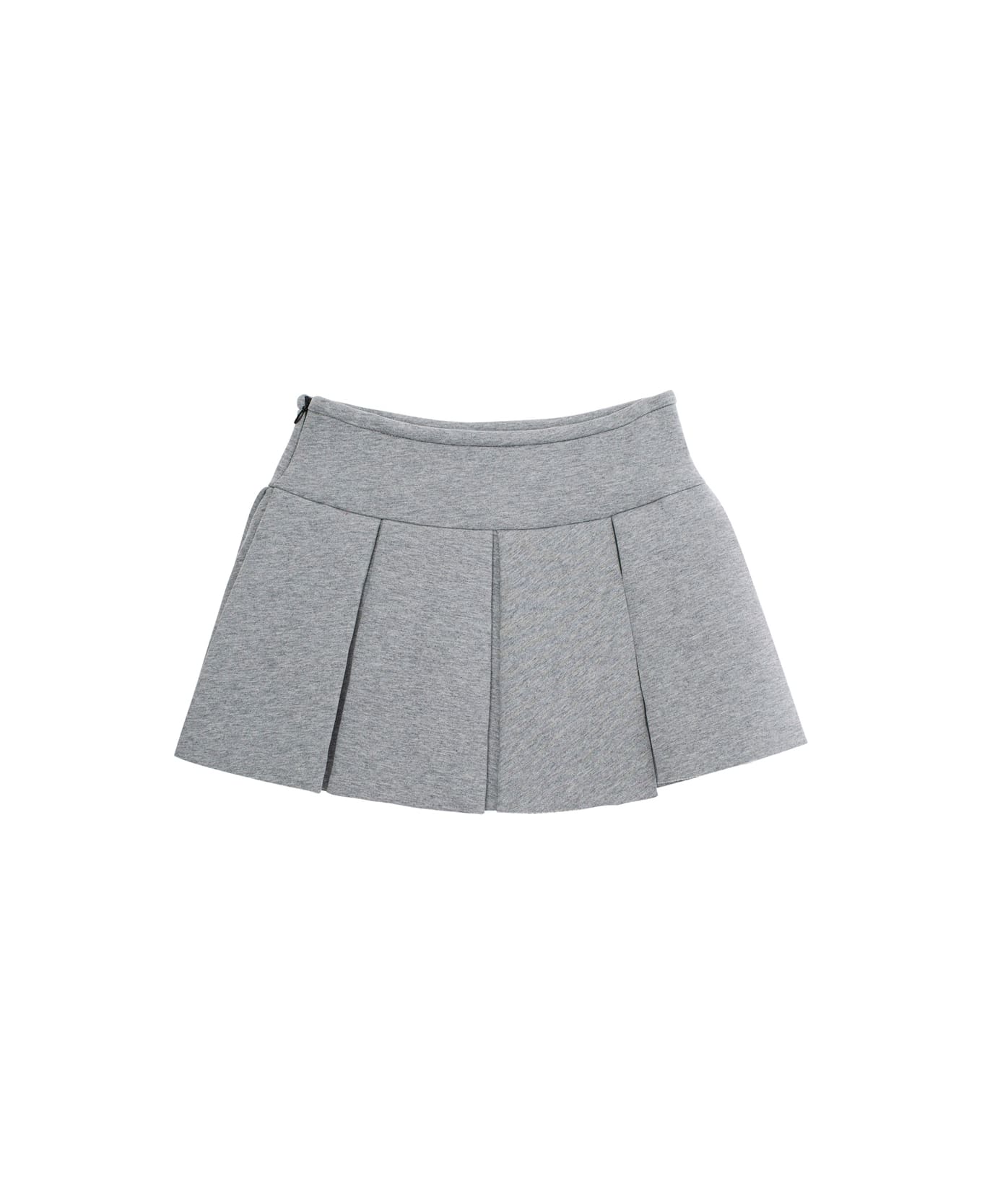 Marni Grey Pleated Skirt With Logo On Front In Cotton Girl - Grey