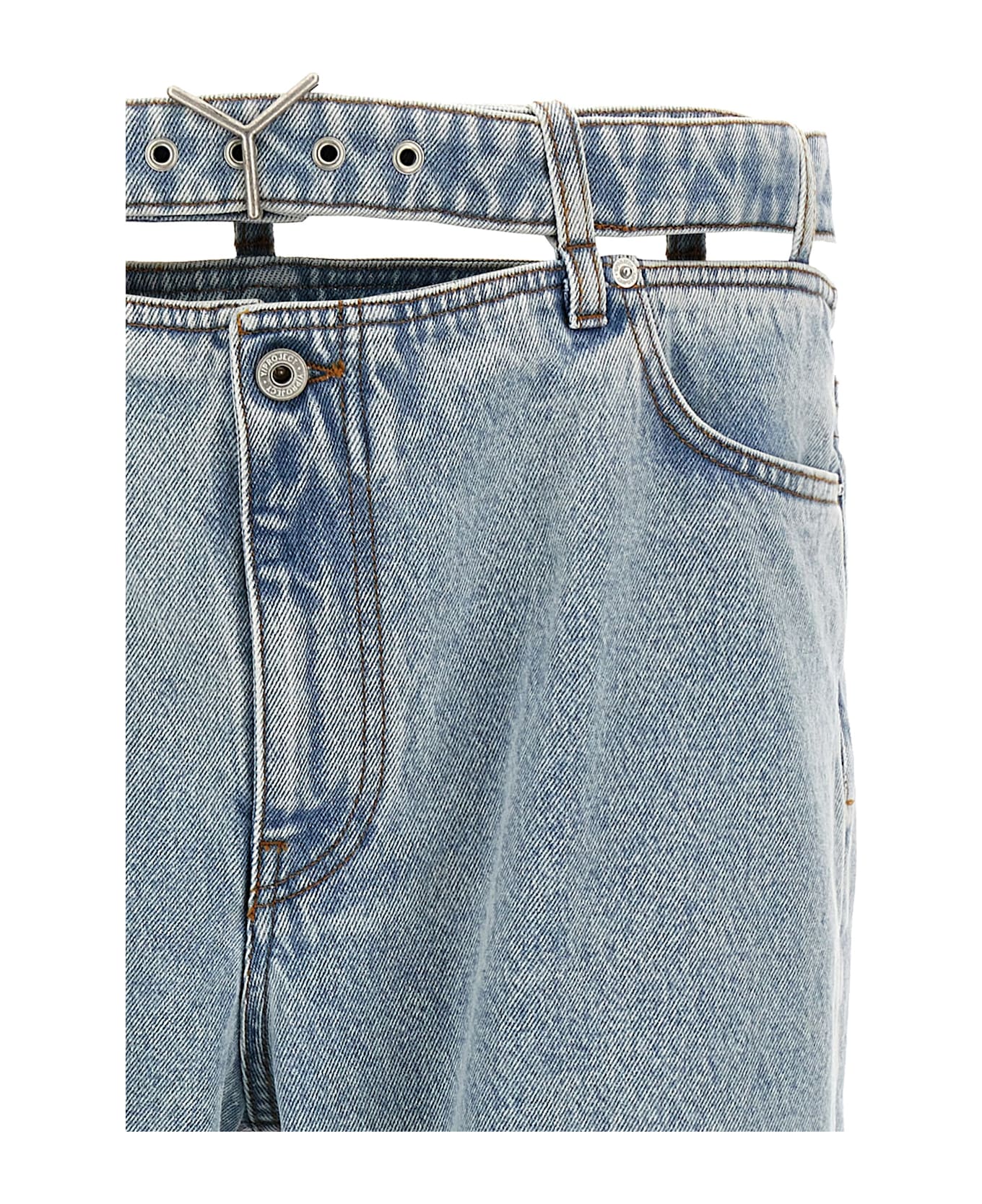 Y/Project 'evergreen Y Belt' Jeans - Light Blue