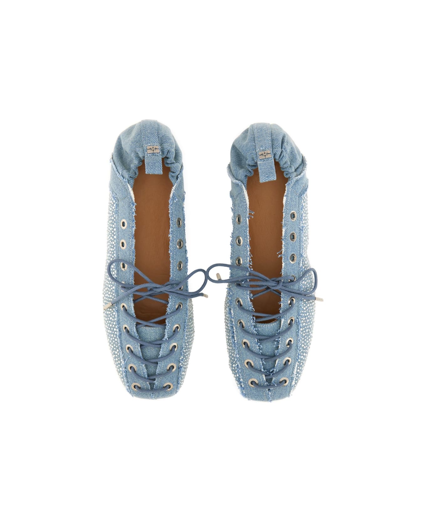 Ganni Lace-up Ballerina - DENIM