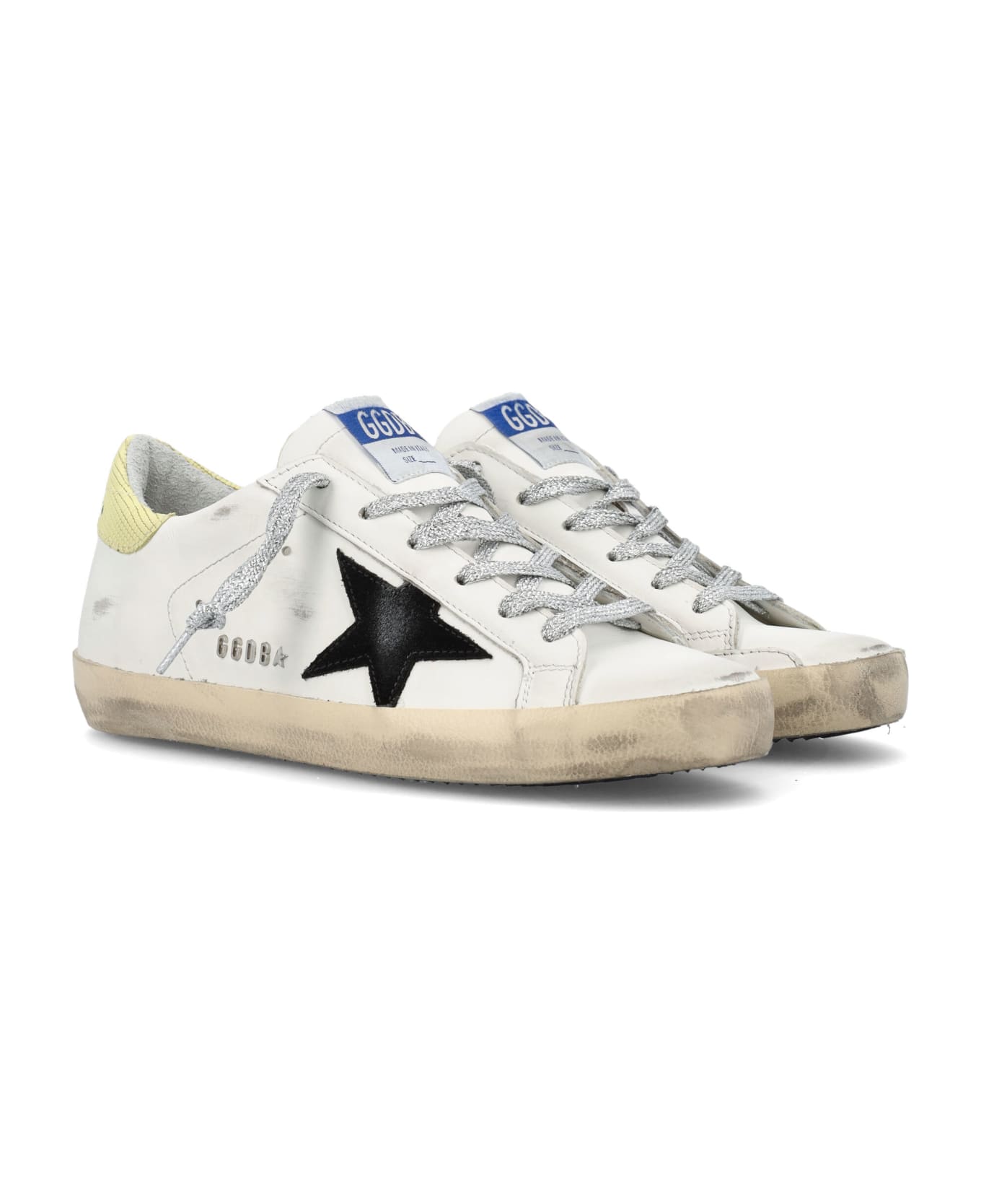 Golden Goose Super-star Classic With Laminated Laces - WHITE/BLACK/LIGHT GREEN