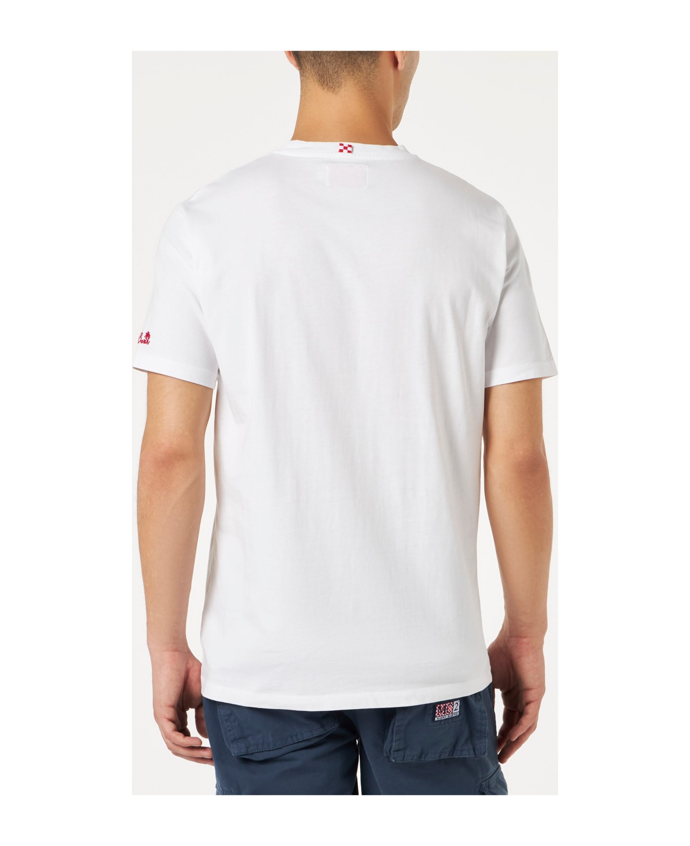 MC2 Saint Barth Man T-shirt With St. Barth Habituè Embroidery - WHITE