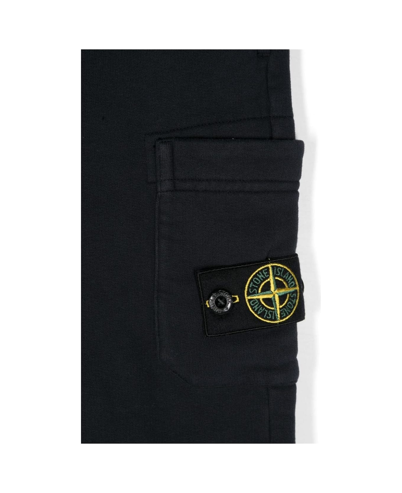 Stone Island Navy Blue Fleece Cotton Cargo Trousers - Blue