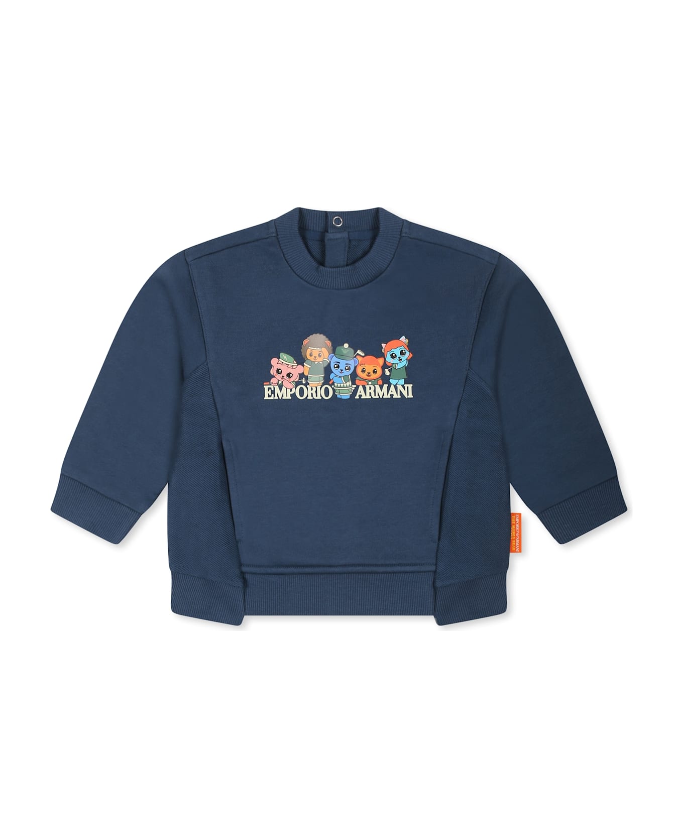 Emporio Armani Blue Sweatshirt For Boy With Manga Bear Crew - Blue