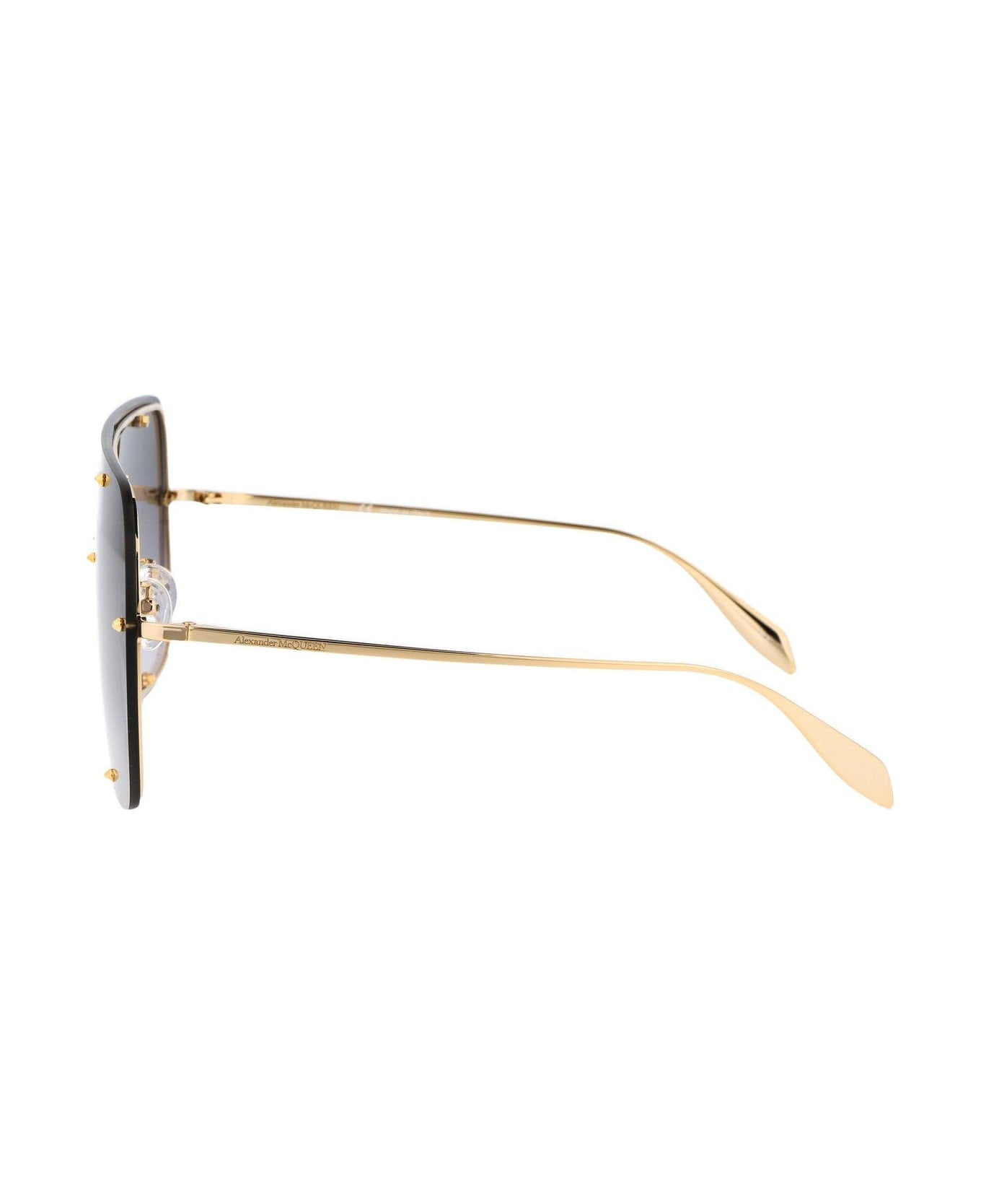 Alexander McQueen Eyewear Shield Frame Sunglasses - 003 gold gold grey サングラス