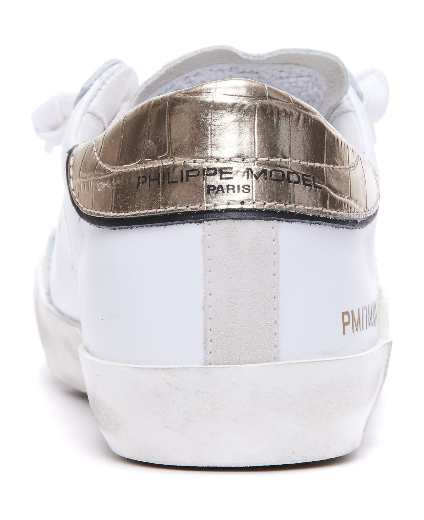 Philippe Model Prsx Low Sneakers - Veau Croco Blanc Or スニーカー