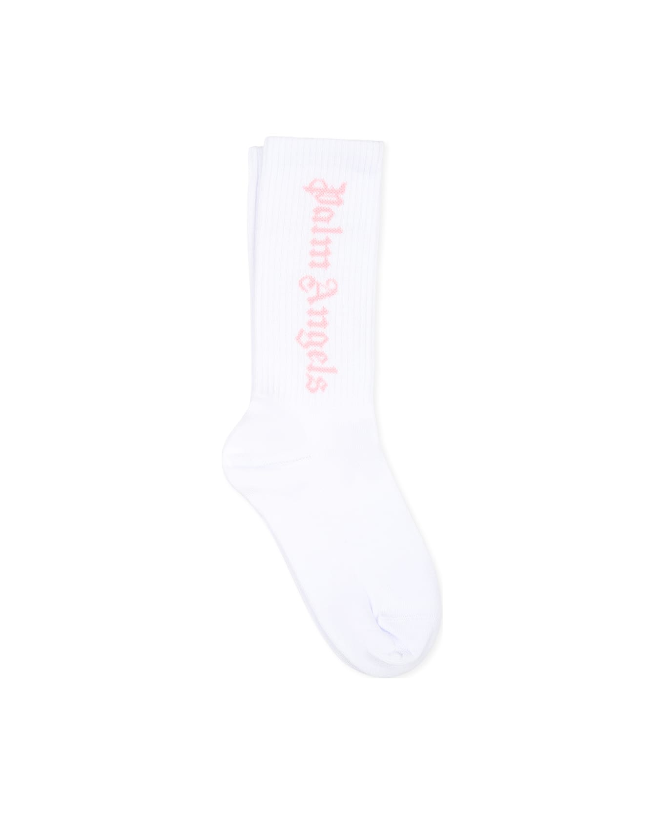 Palm Angels White Socks For Girl With Logo - White