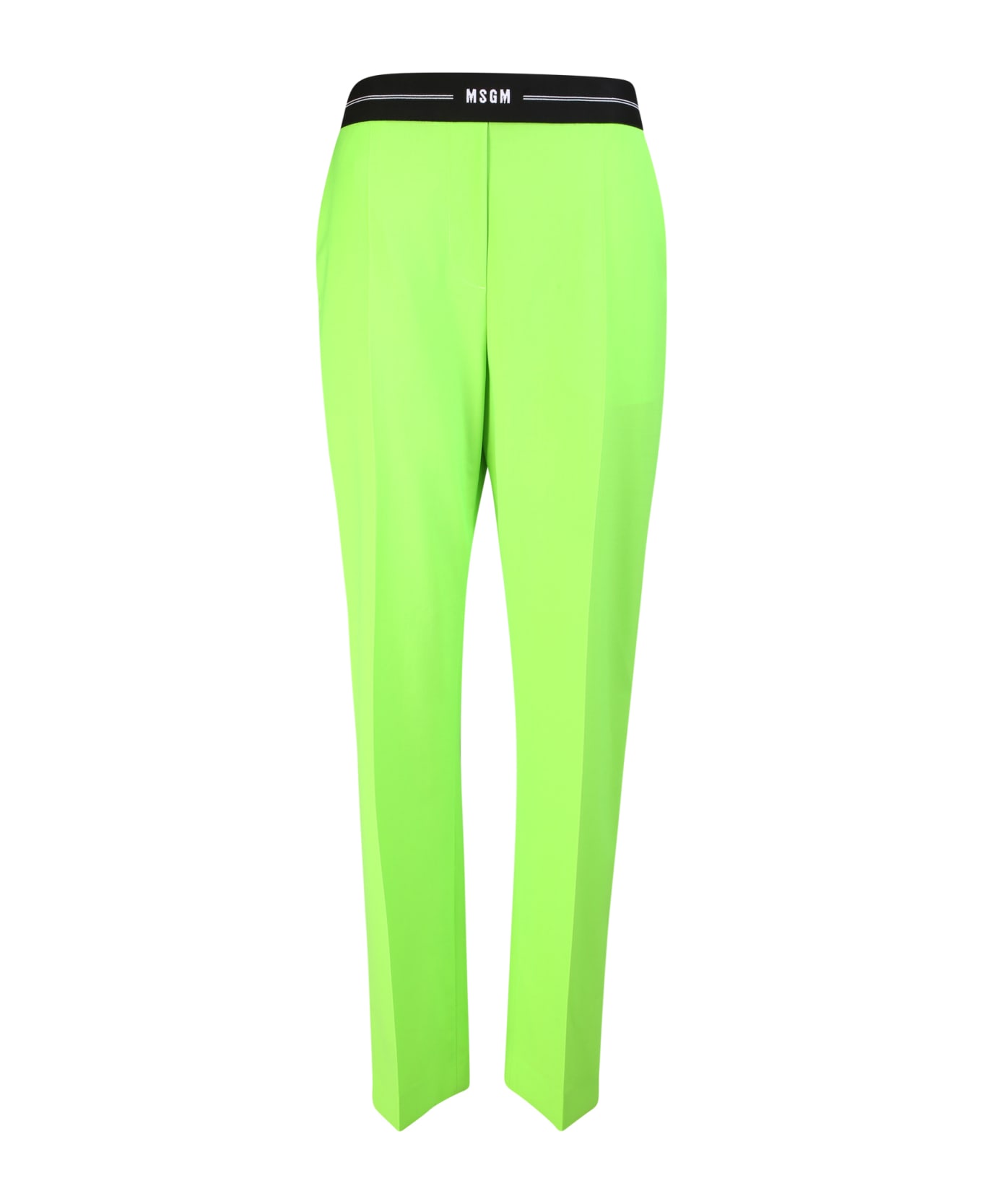 MSGM Tailored Trousers With Logo At The Waist Green - Green