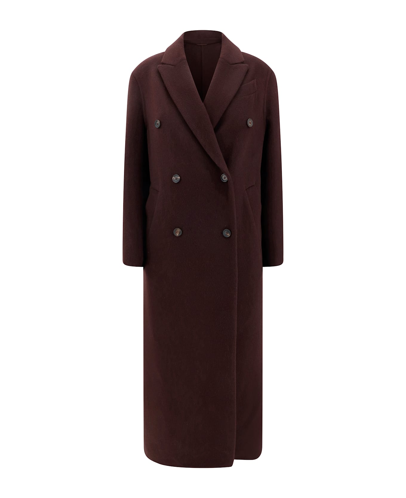 Brunello Cucinelli Long Cashmere Coat - Bordeaux