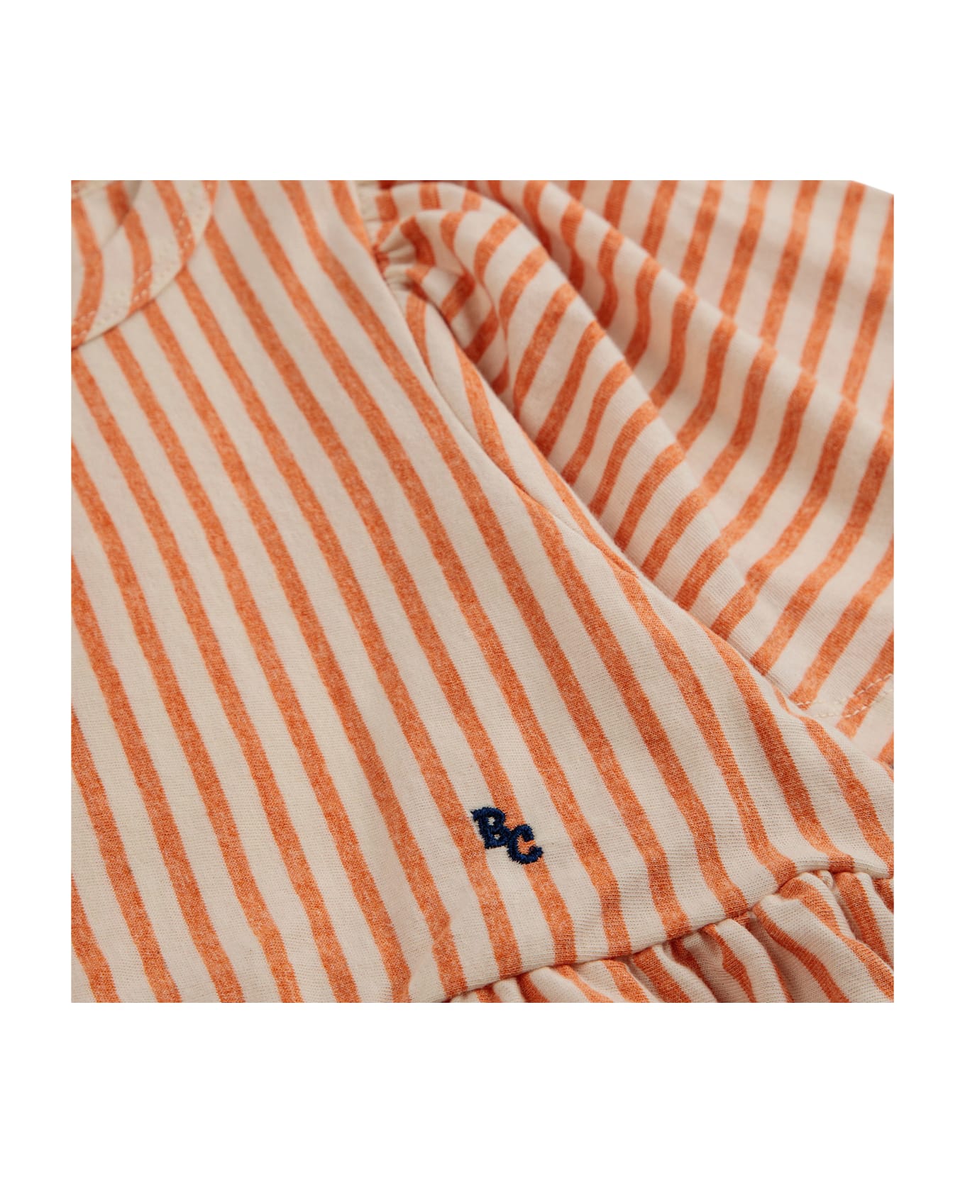 Bobo Choses Orange Dress For Girl With Stripes - Orange