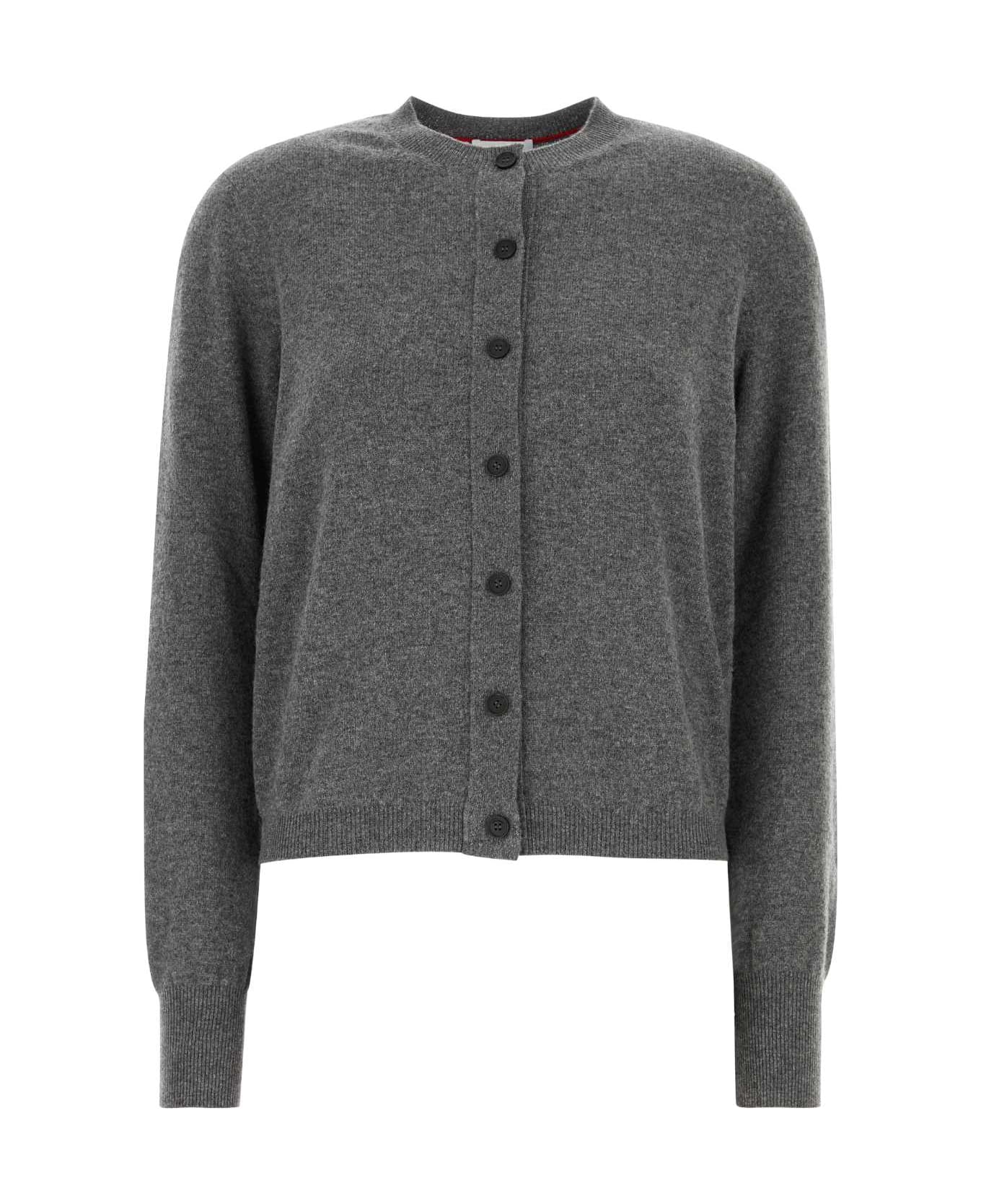 Ferragamo Dark Grey Stretch Cashmere Blend Cardigan - GRIGIOMELANGE