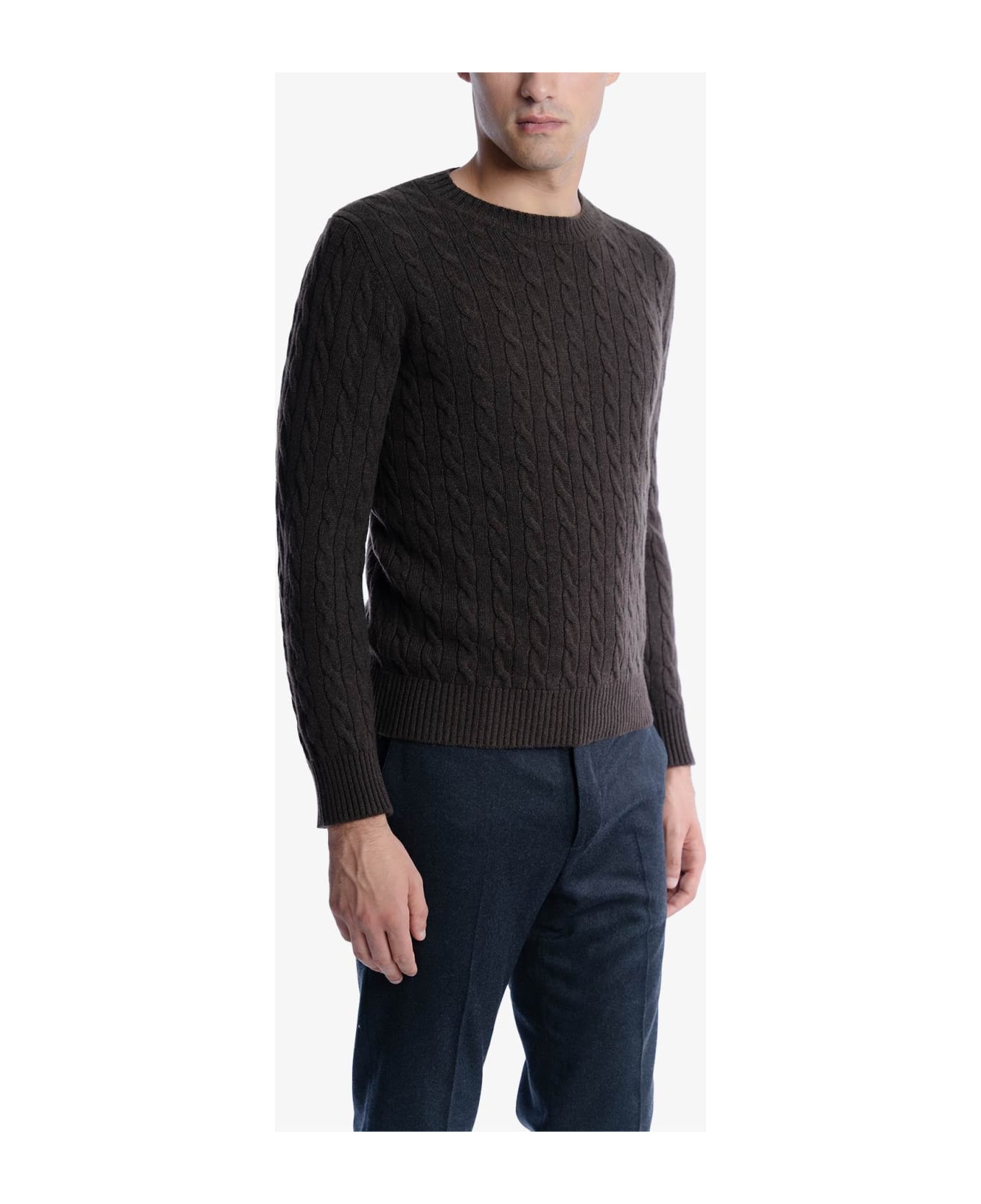 Larusmiani Cable Knit Sweater 'col Du Pillon' Sweater - DarkBrown