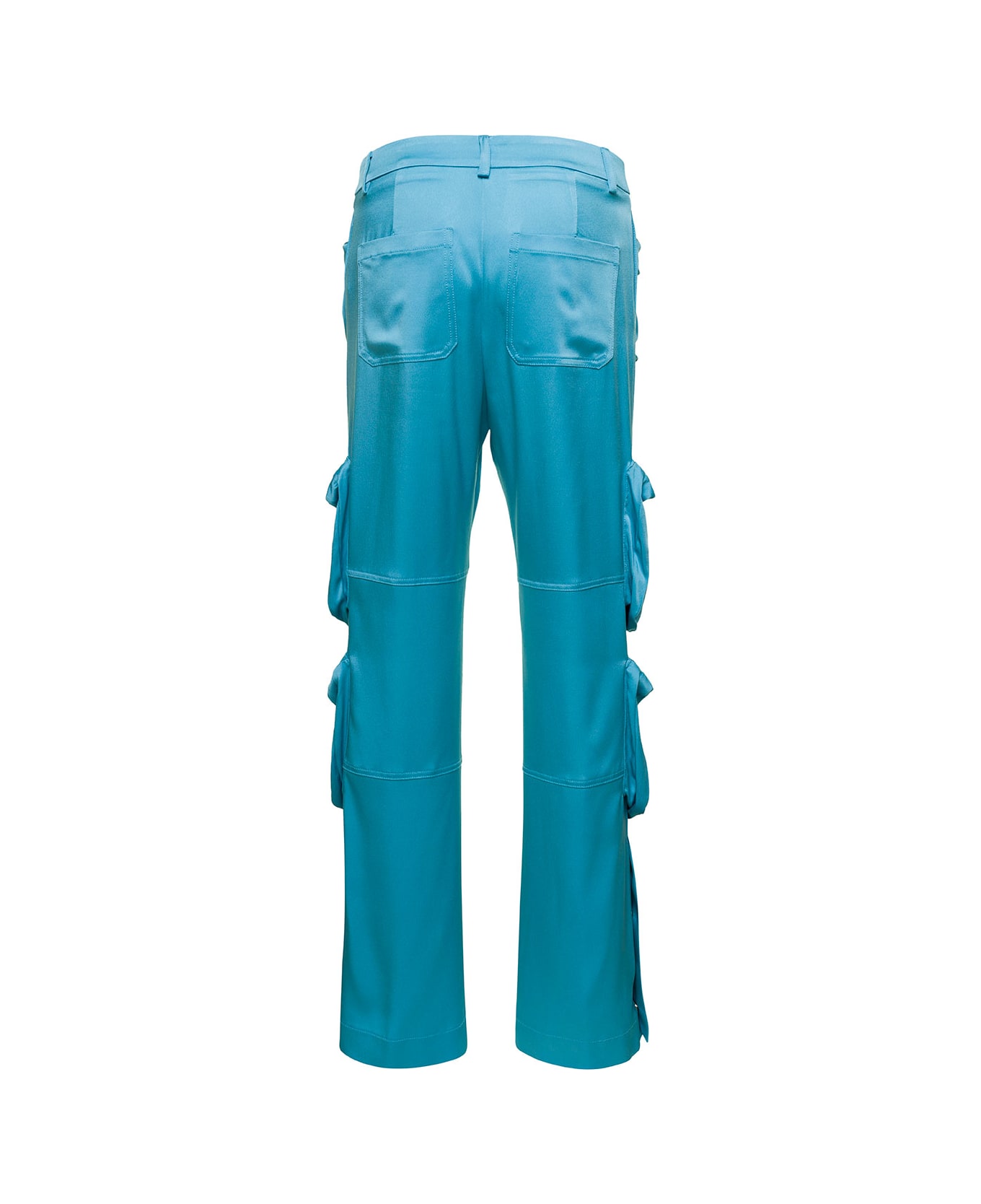Blumarine Light Blue Cargo Pants With Macro Patch Pockets In Satin Woman - Light blue