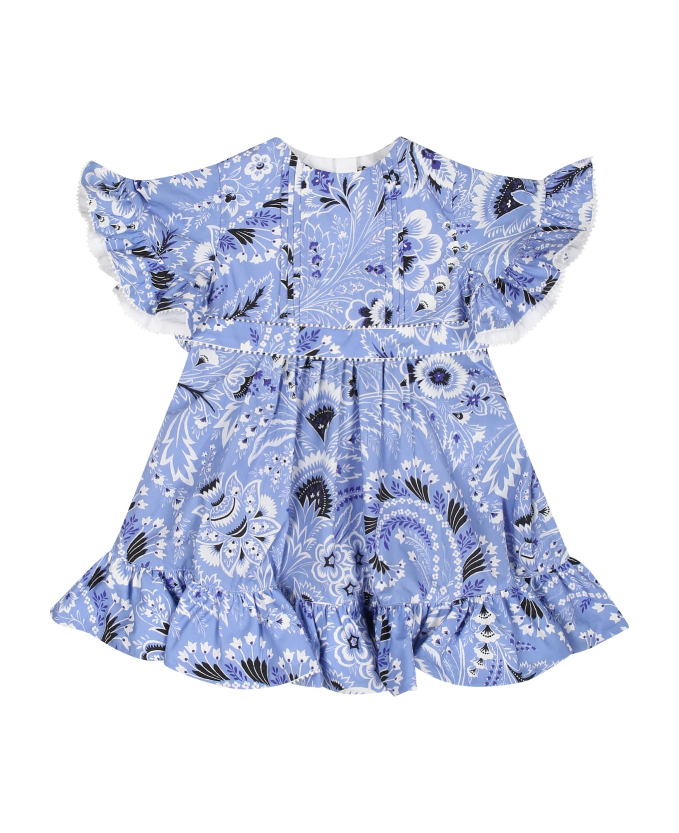 Etro Elegant Sky Blue Dress For Baby Girl With Paisley Pattern - Light Blue ウェア