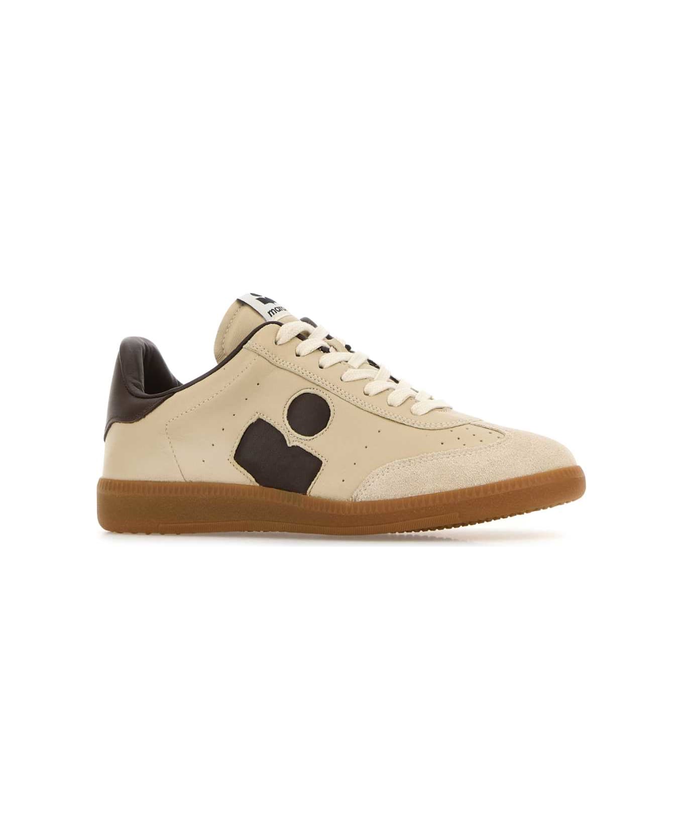Isabel Marant Beige Leather Bryce Sneakers - ECRUCHOCOLATE