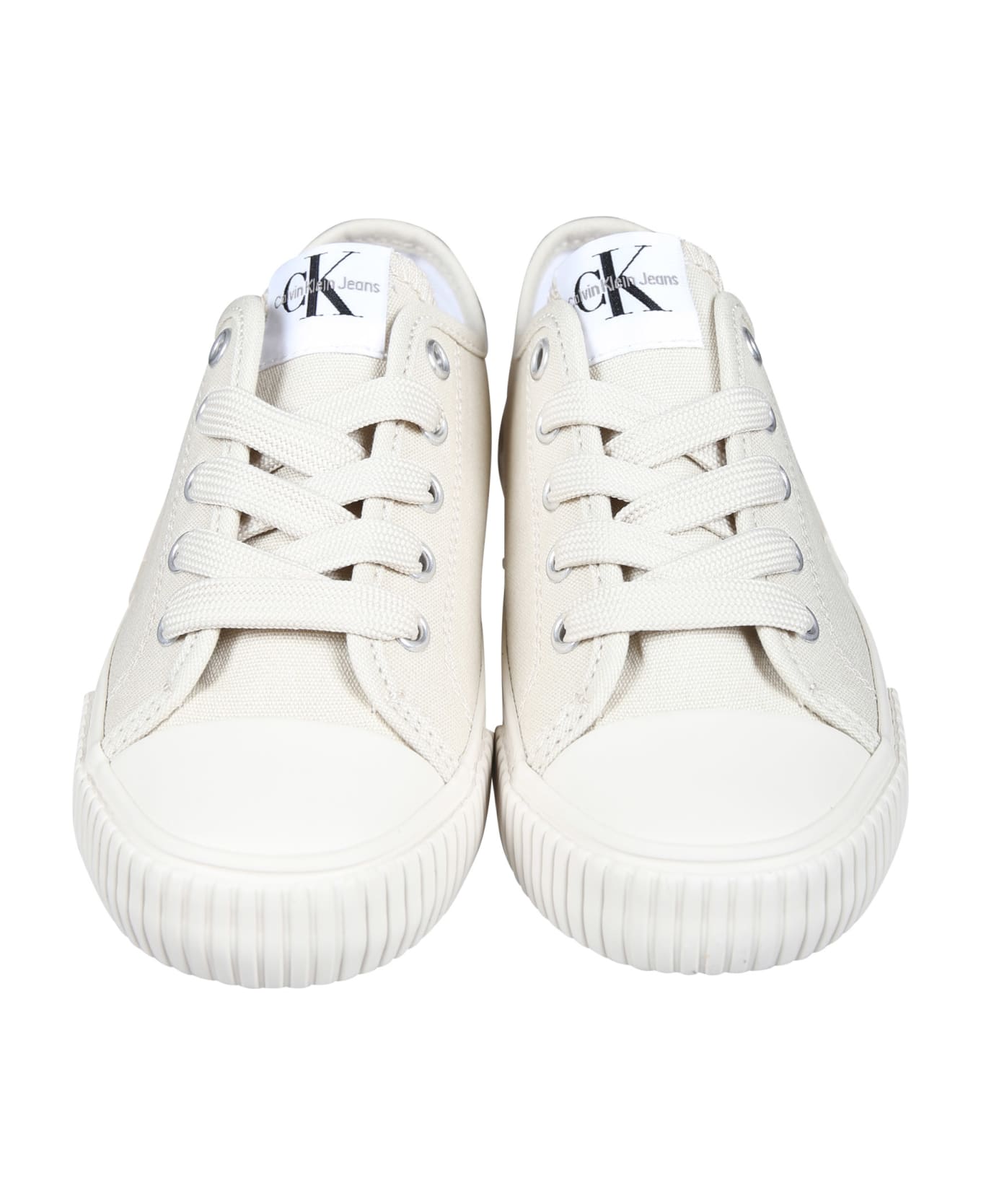 Calvin Klein Ivory Sneakers For Kids With Logo - Ivory