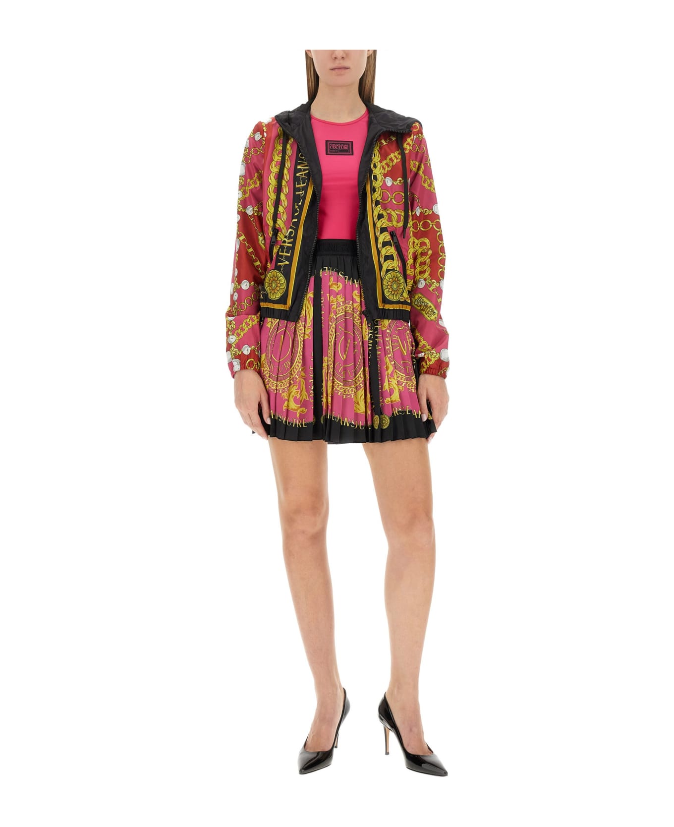 Versace Jeans Couture Windbreaker V-emblem Chain - Fucsia
