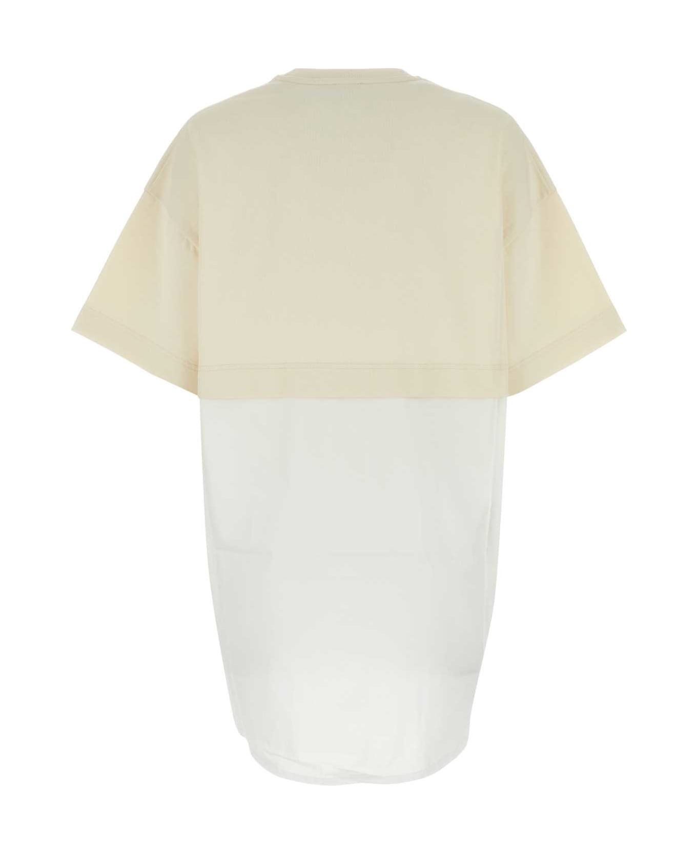 Patou Two-tone Cotton T-shirt Dress - NATURAL