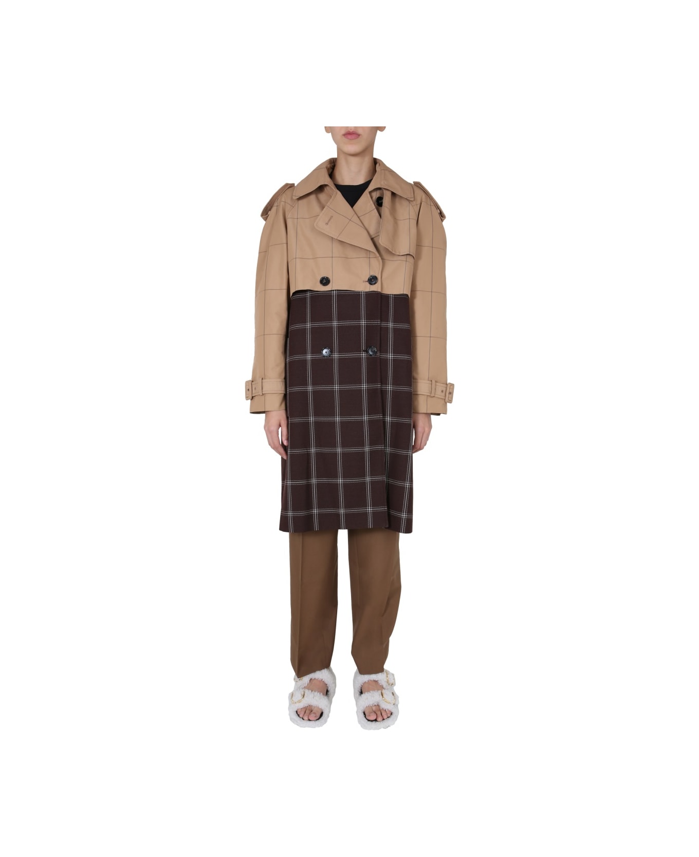 Marni Double-breasted Trench - BROWN レインコート