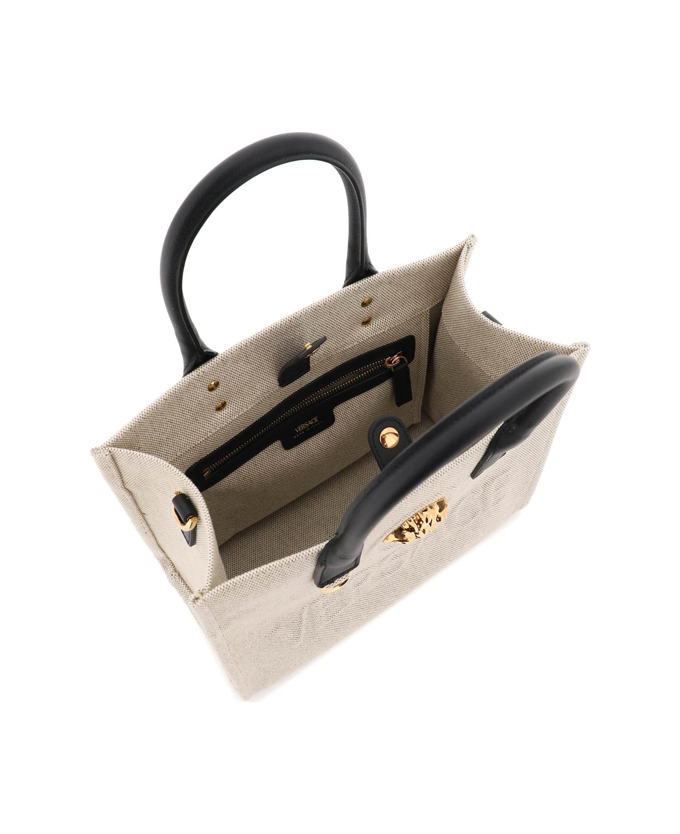 Versace 'la Medusa Small' Shopper Bag - ROPE BLACK VERSACE GOLD (Beige)
