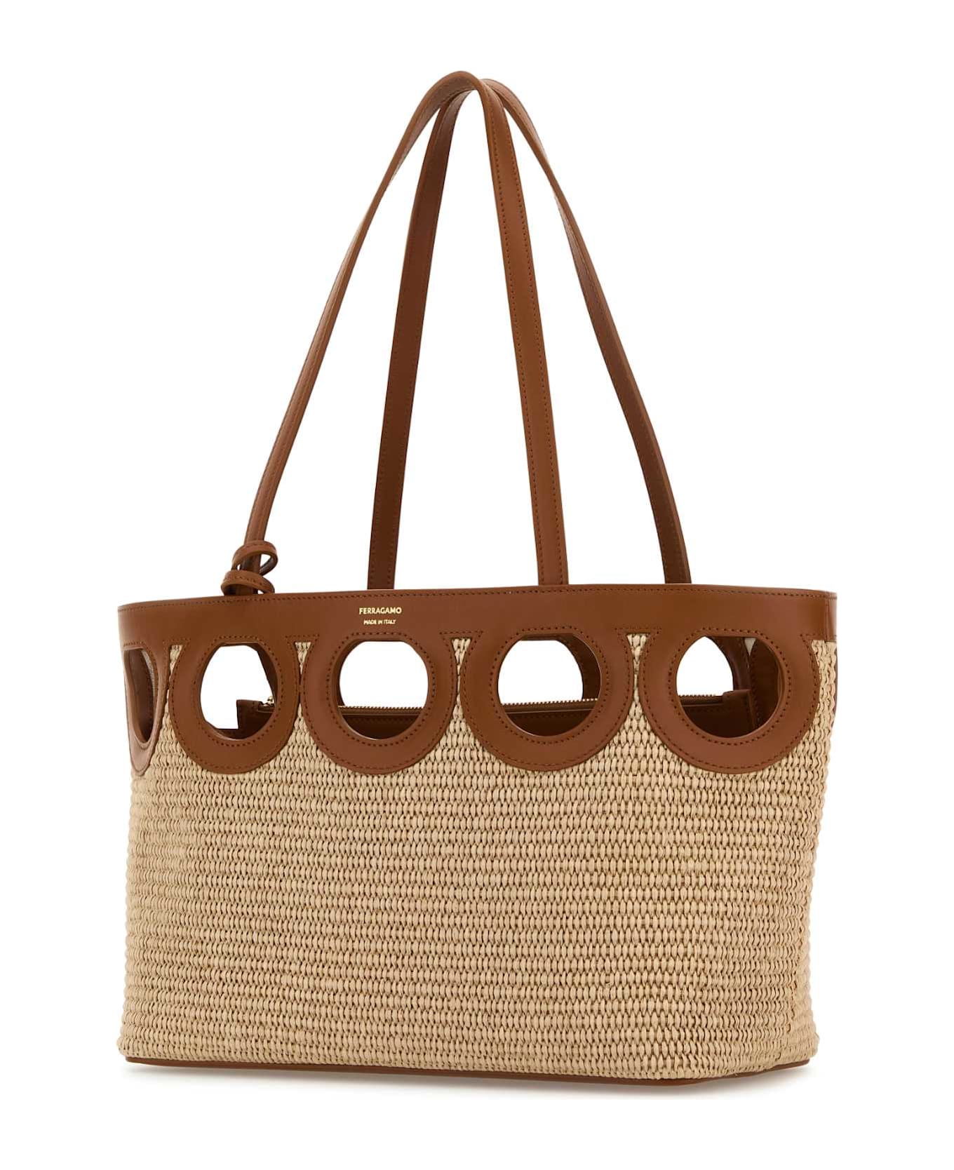 Ferragamo Raffia Shopping Bag - NATURALE597NATURALERESORTNATURALEA00