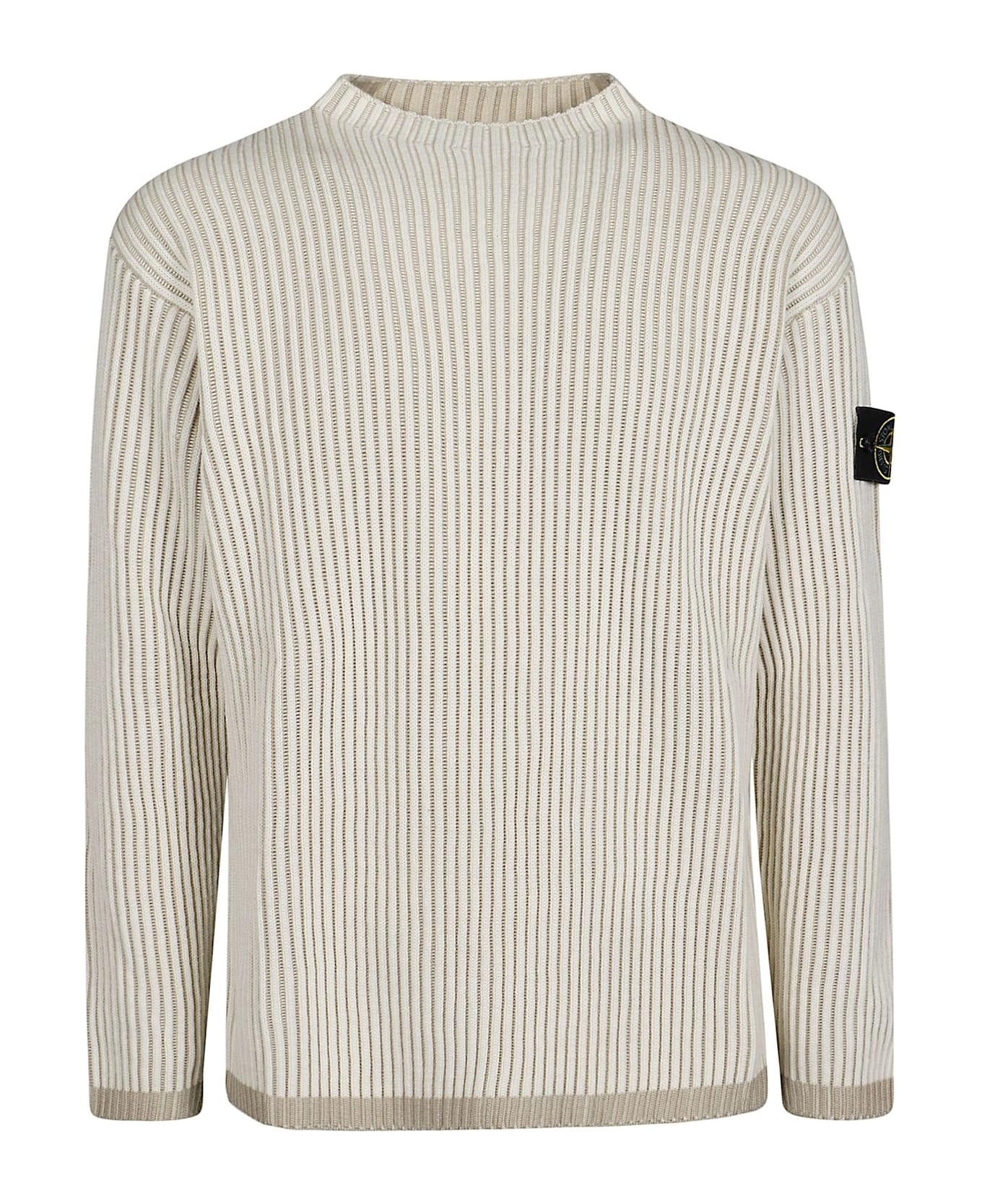 Stone Island Logo Patch Crewneck Jumper - Beige