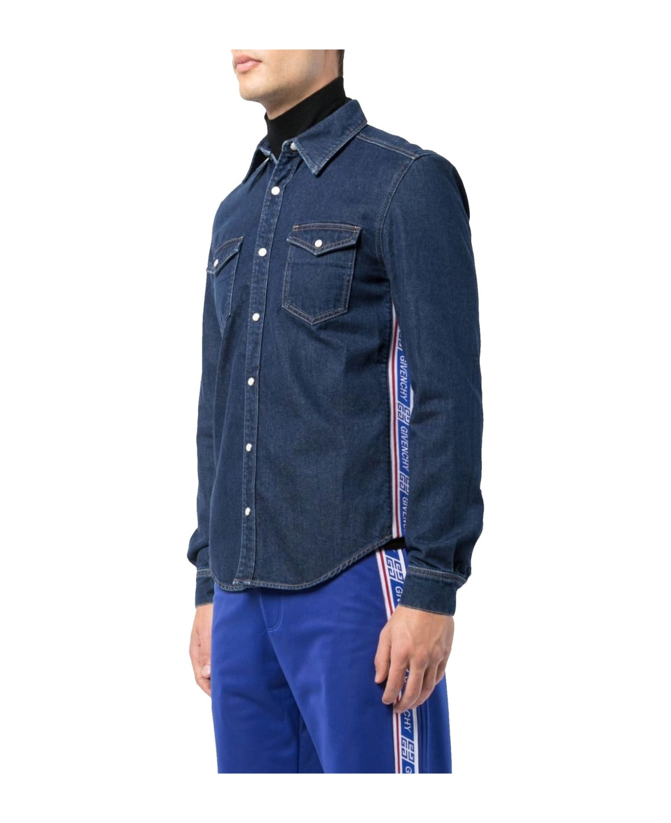 Givenchy Logo Denim Shirt - Blue