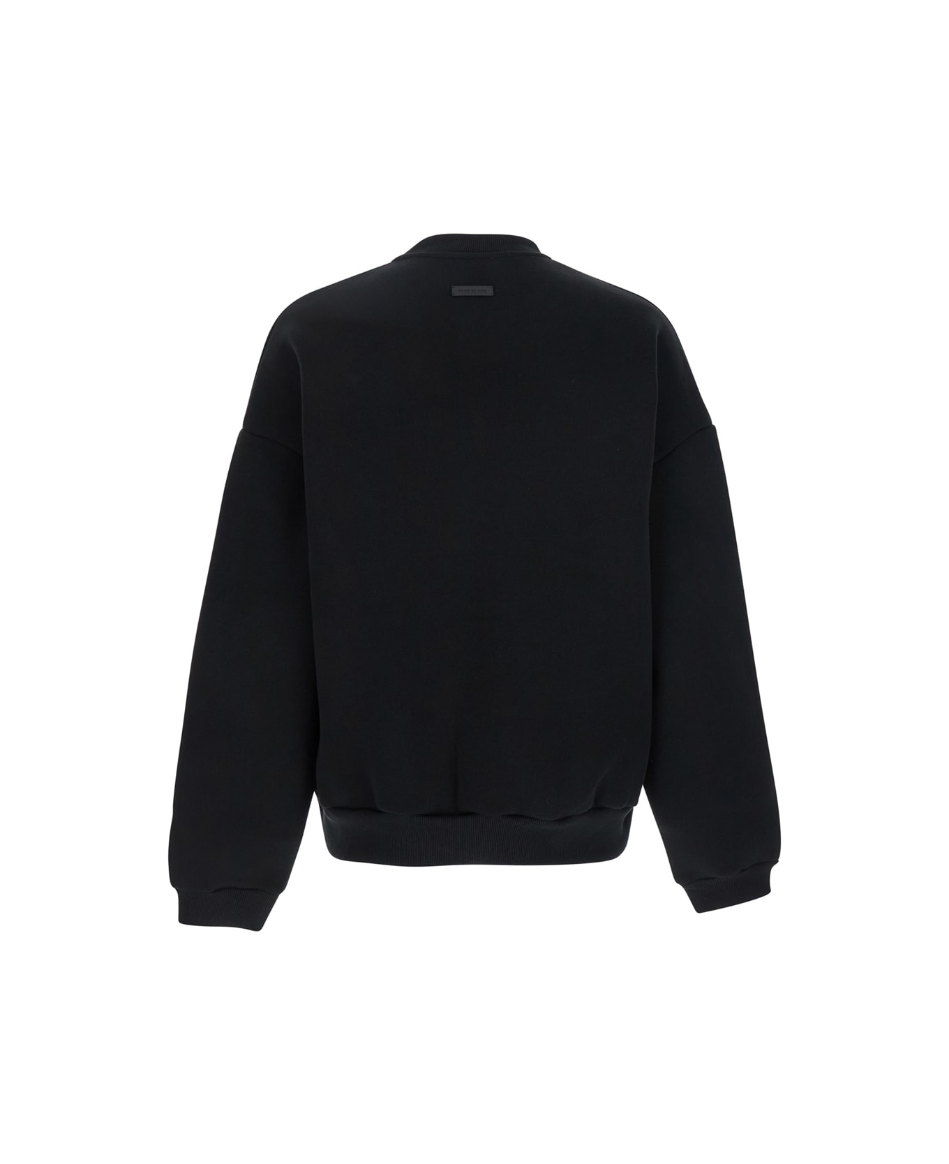 Fear of God Black Crewneck Sweater With Tonal Logo Lettering Embroidery On The Front In Cotton Blend Man - Black