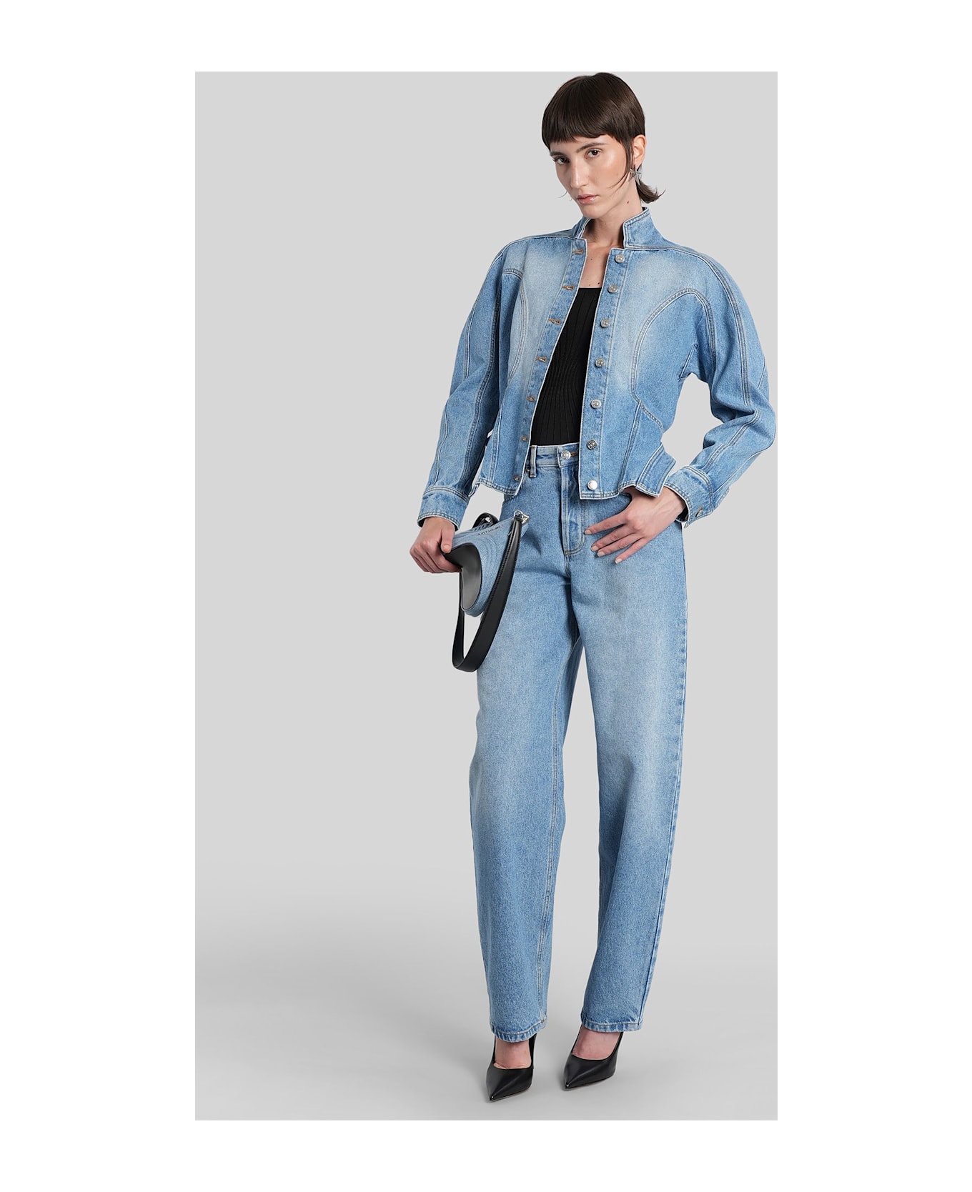 Mugler Denim Jackets In Blue Denim - blue