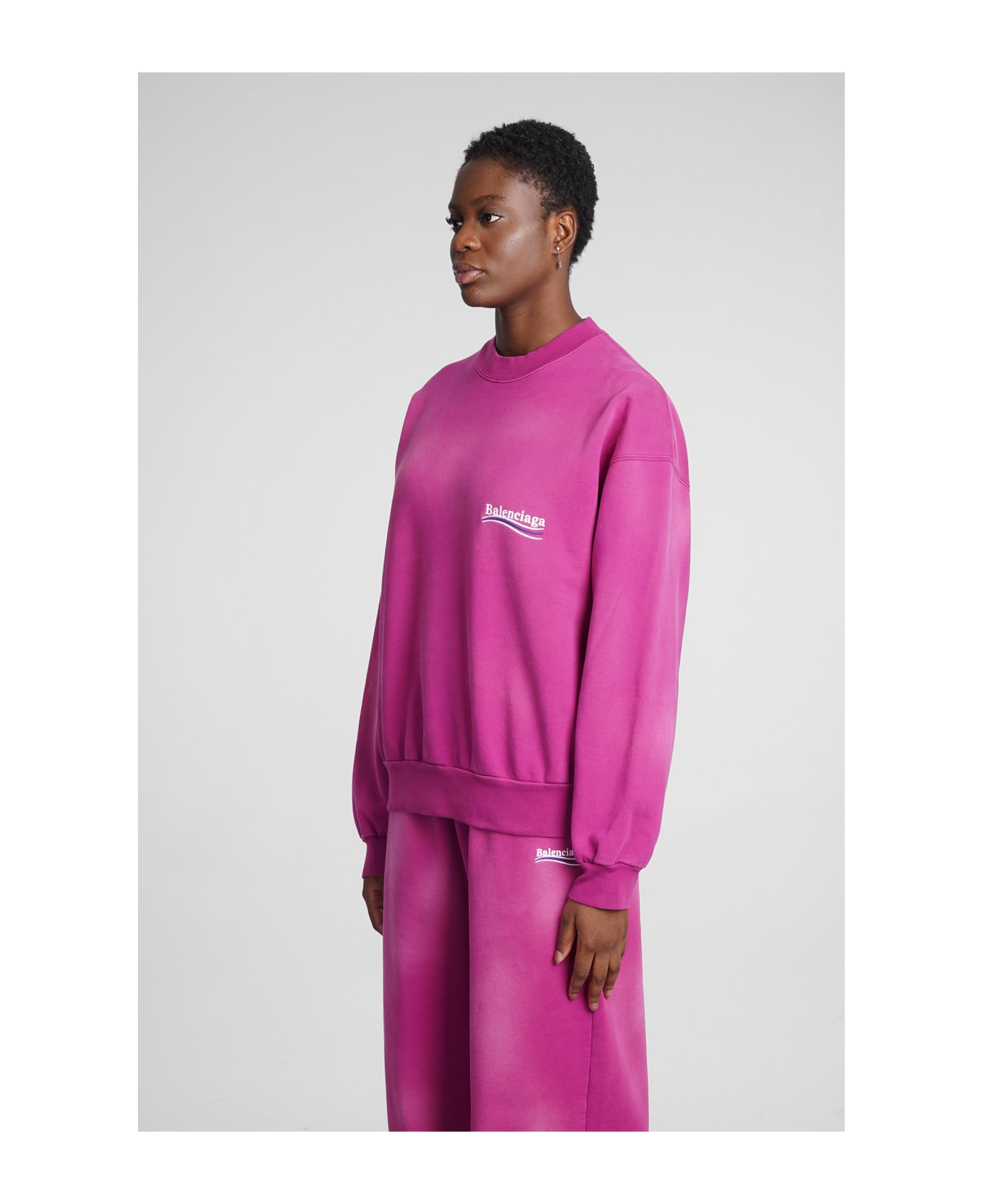 Balenciaga Sweatshirt In Rose-pink Cotton - rose-pink