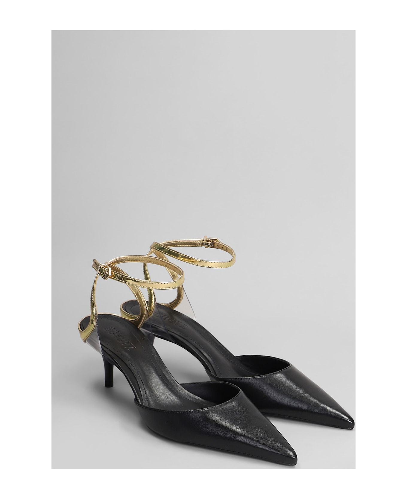 Schutz Skye Pump Mid Pumps In Black Leather - black