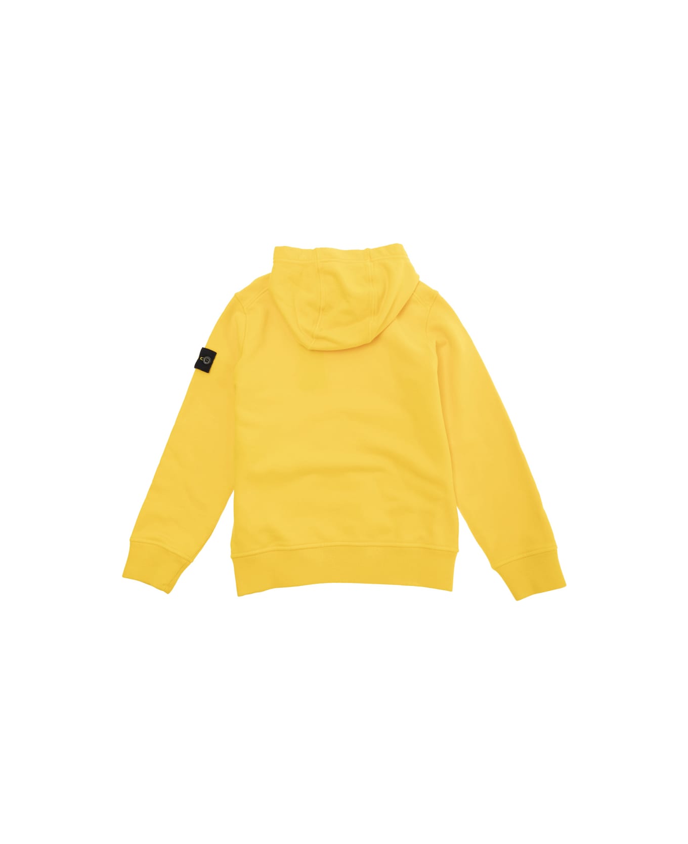 Stone Island Junior Yellow Hoodie With Logo Patch In Cotton Man - Yellow