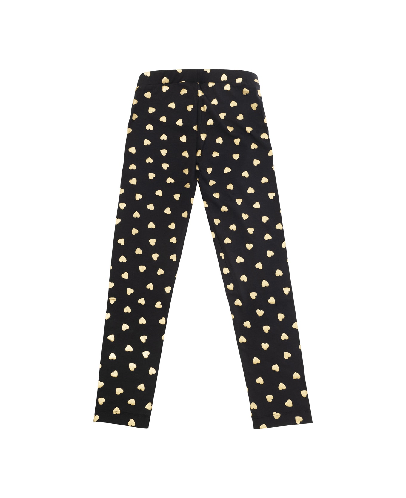 Moschino Black Leggings With All-over Heart Print In Stretch Cotton Girl - BLACK