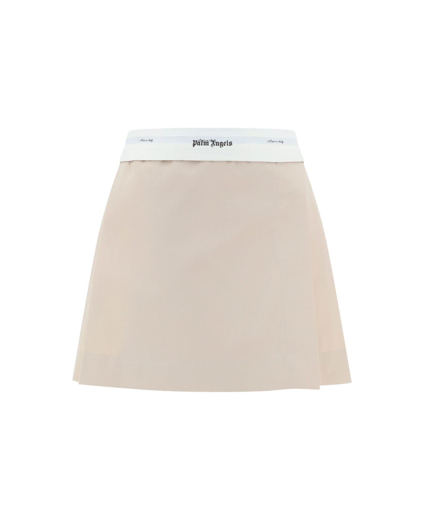 Palm Angels Miniskirt With Back Pleats - Beige/white